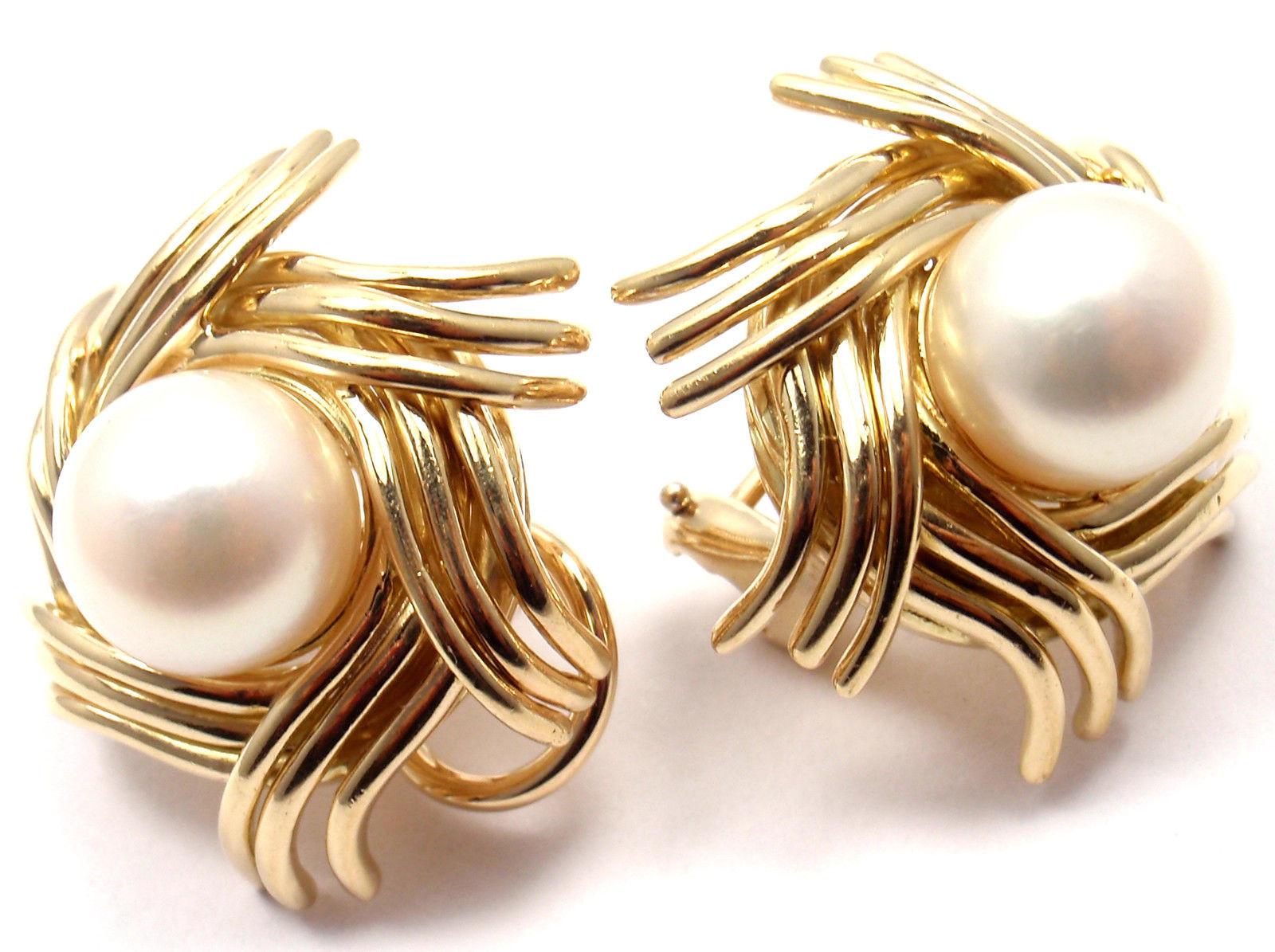 Tiffany & Co. Jean Schlumberger Pearl Yellow Gold Earrings In New Condition In Holland, PA