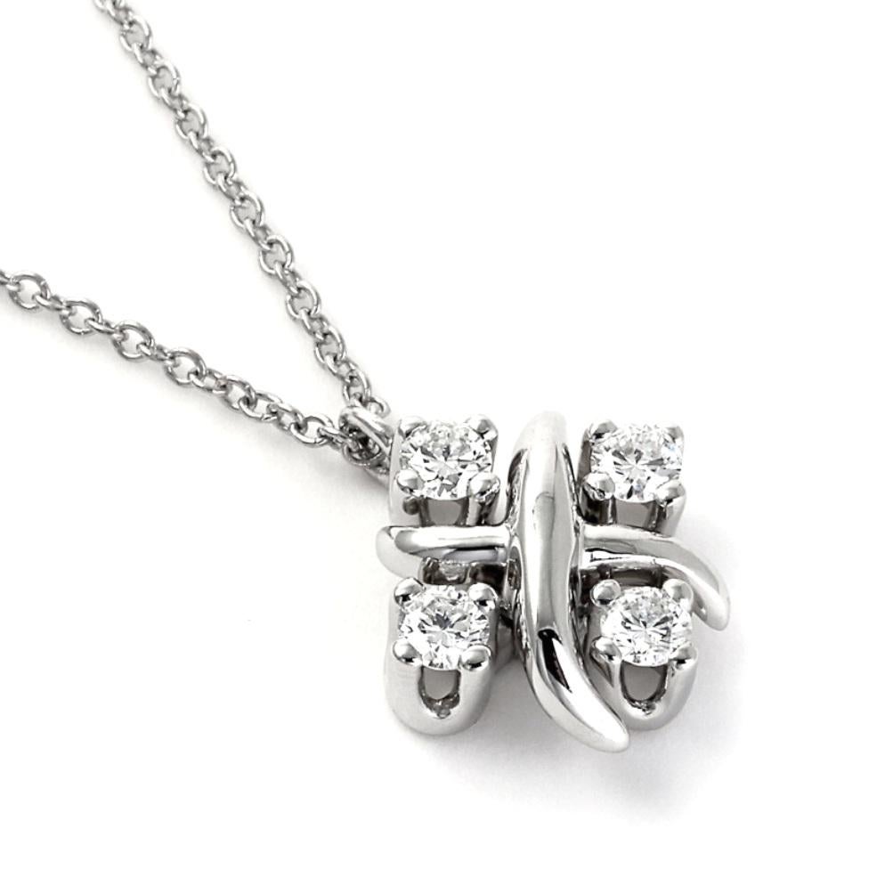 Taille ronde TIFFANY & Co. Collier à pendentif Lynn en platine et diamants Jean Schlumberger en vente