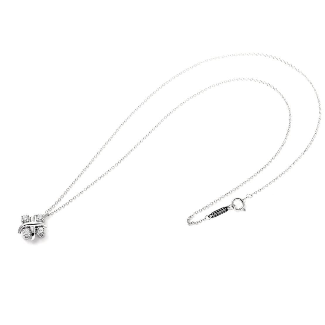 TIFFANY & Co. Collier à pendentif Lynn en platine et diamants Jean Schlumberger Pour femmes en vente
