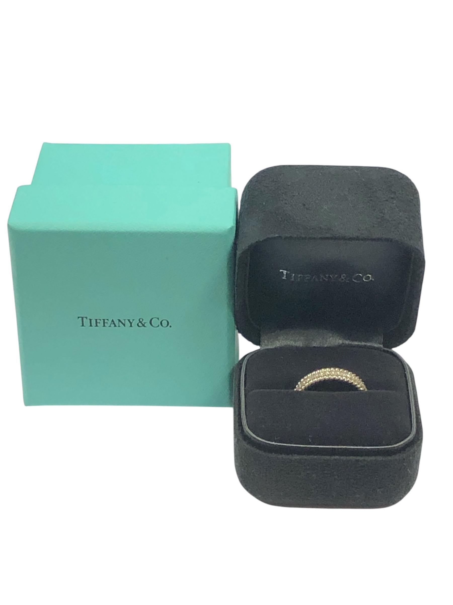 Women's or Men's Tiffany & Co Jean Schlumberger Platinum Diamond Rope Border Band Ring For Sale