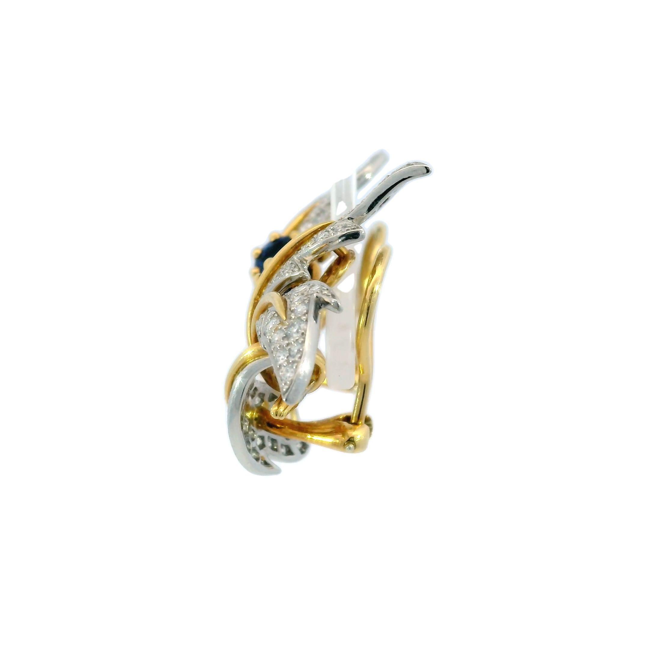 Modern Tiffany & Co. Jean Schlumberger Platinum Gold Diamond Sapphire Floral Earrings