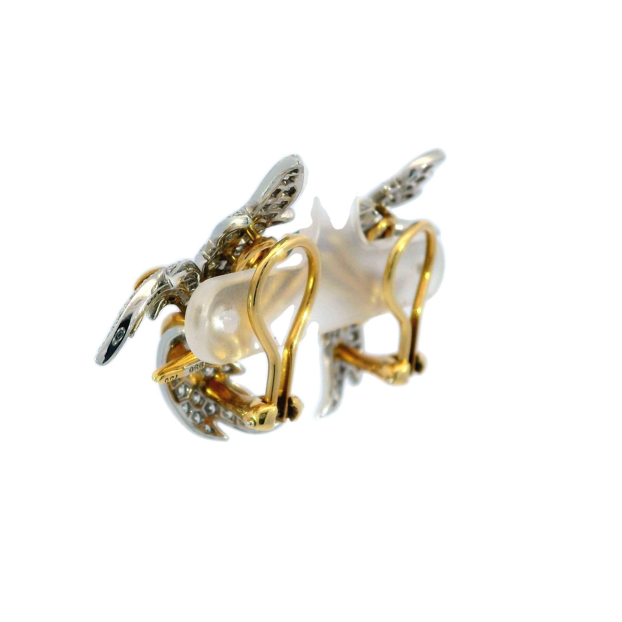 Round Cut Tiffany & Co. Jean Schlumberger Platinum Gold Diamond Sapphire Floral Earrings