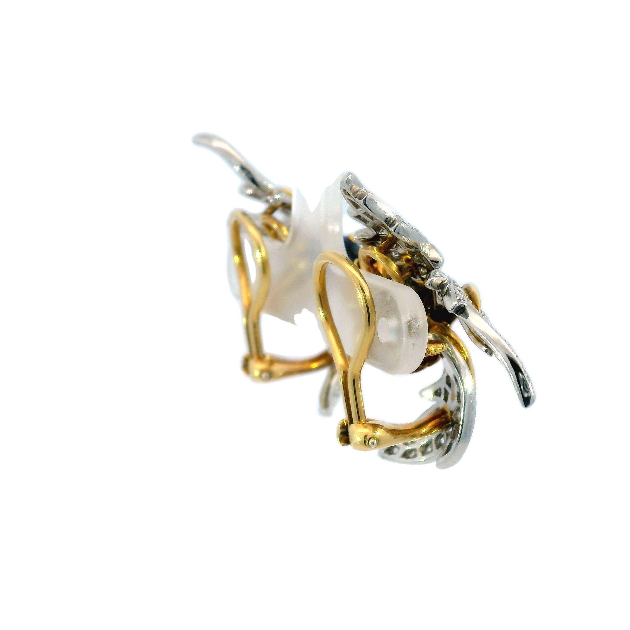 Women's Tiffany & Co. Jean Schlumberger Platinum Gold Diamond Sapphire Floral Earrings
