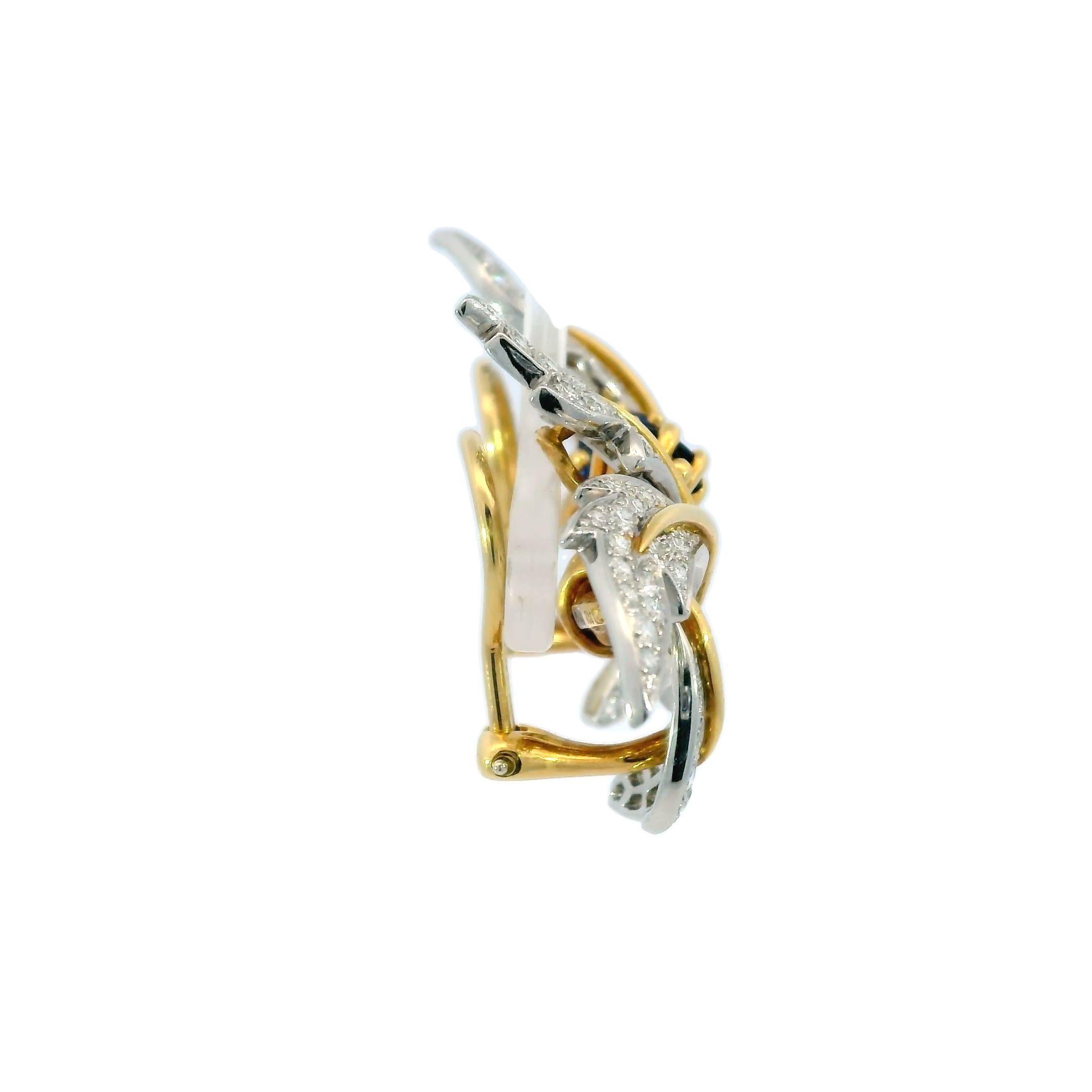 Tiffany & Co. Jean Schlumberger Platinum Gold Diamond Sapphire Floral Earrings 1