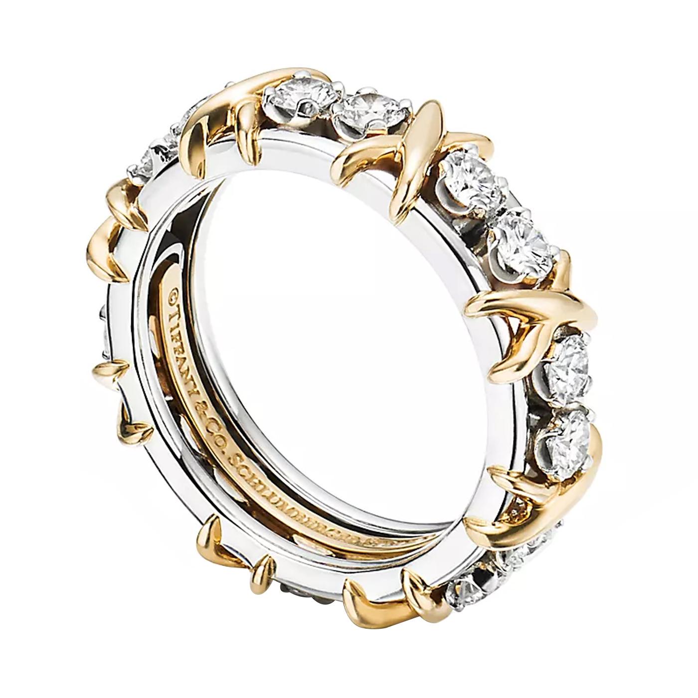 Modernist Tiffany & Co Jean Schlumberger Platinum Round Brilliant 16 Stone Diamond Ring For Sale