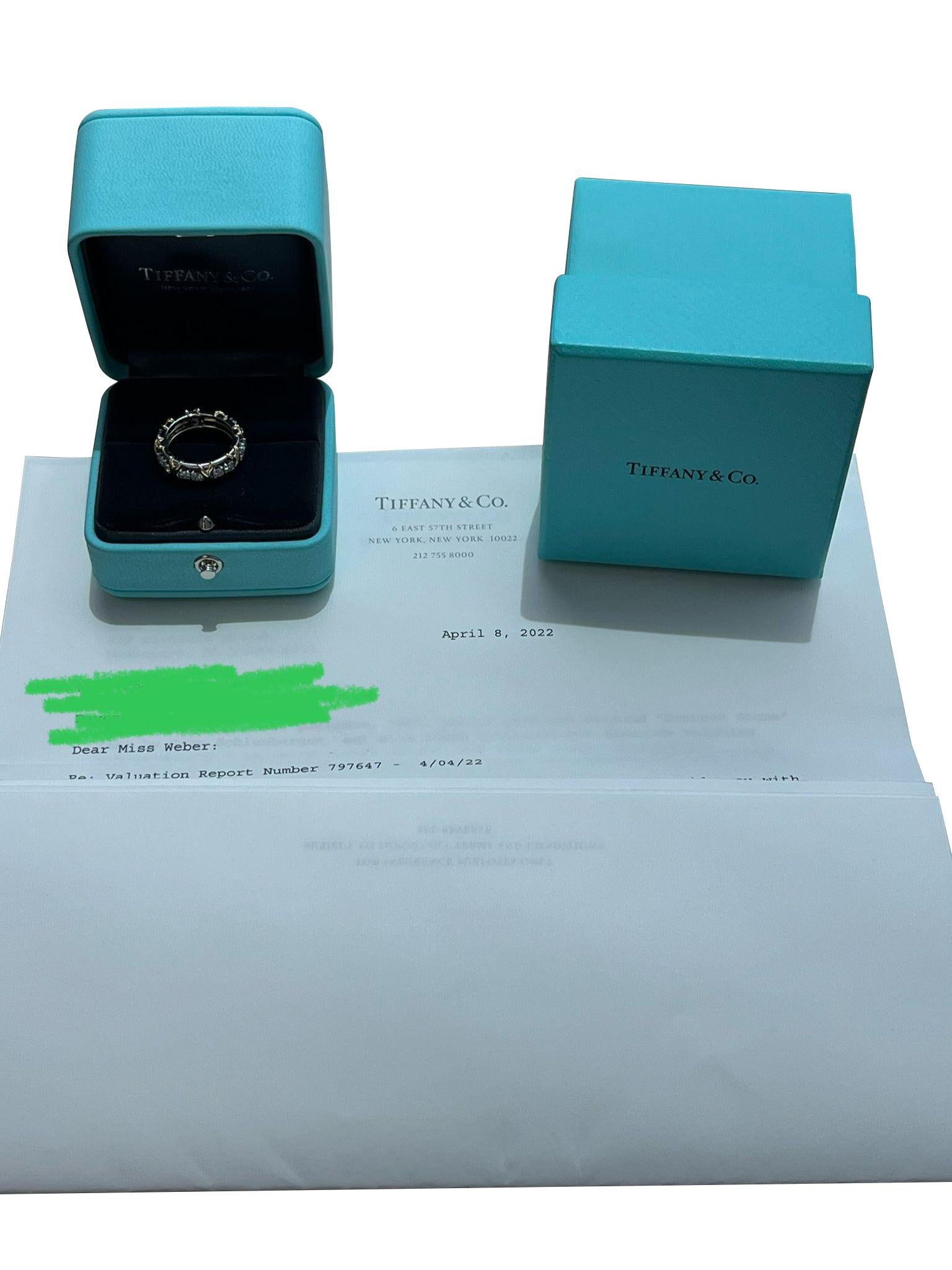 Women's Tiffany & Co Jean Schlumberger Platinum Round Brilliant 16 Stone Diamond Ring For Sale