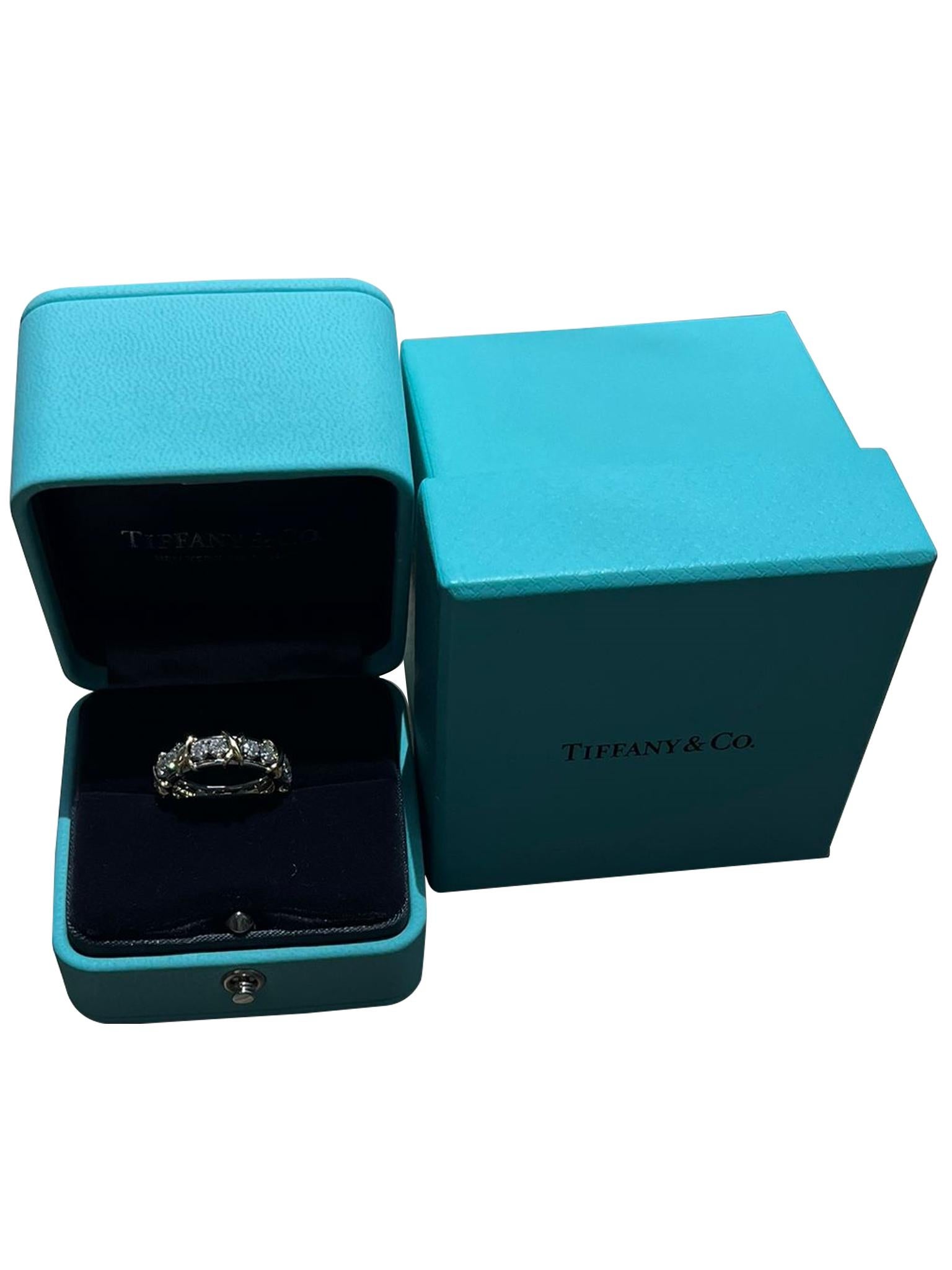Tiffany & Co Jean Schlumberger Platinum Round Brilliant 16 Stone Diamond Ring For Sale 2