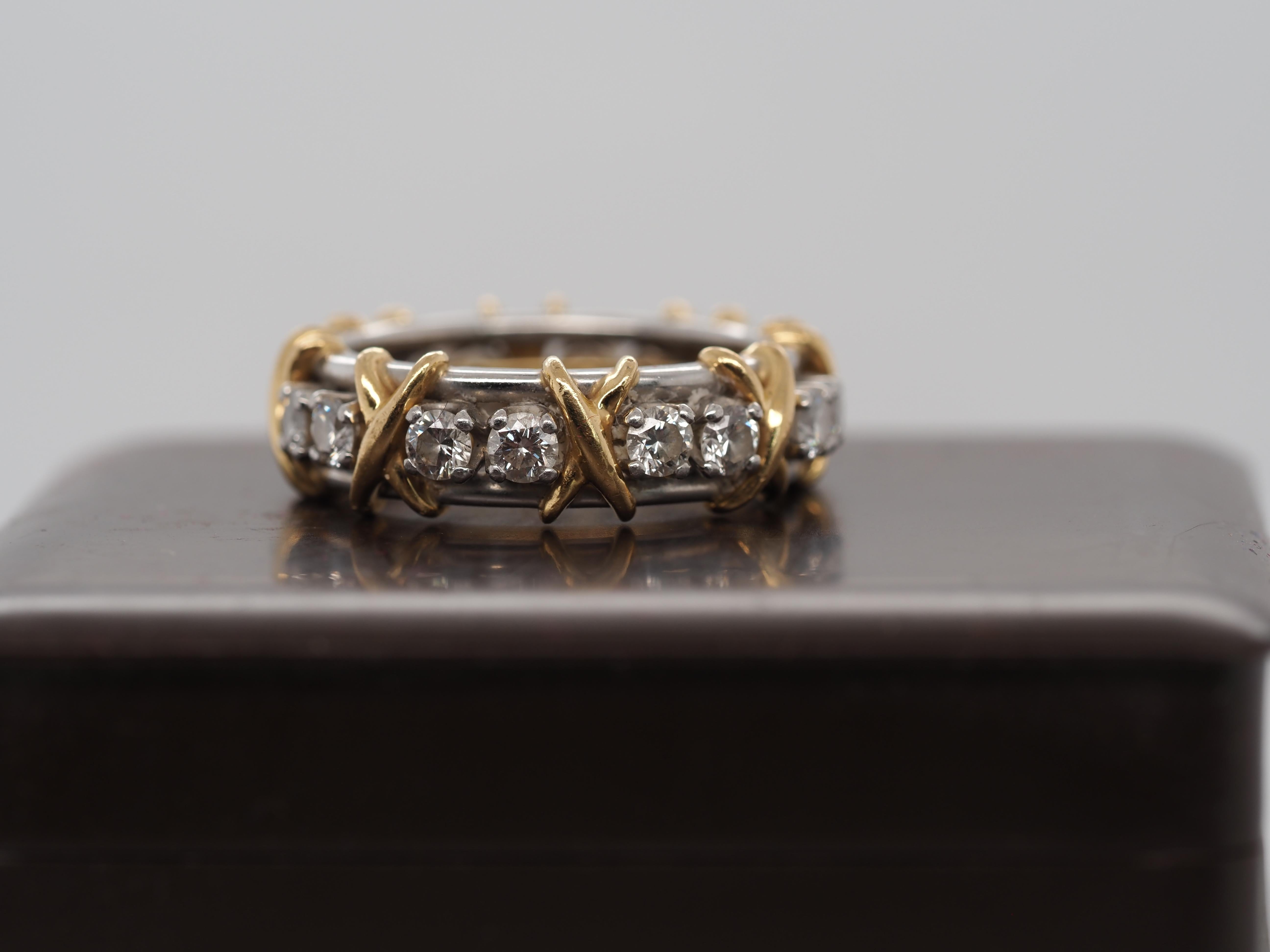Item Details:
Ring Size: 6
Metal Type: Platinum & 18K Yellow Gold [Hallmarked, and Tested]
Weight: 9.0 grams
Diamond Details: 1.14ct total weight
Band Width: 5.5mm
Condition: Excellent