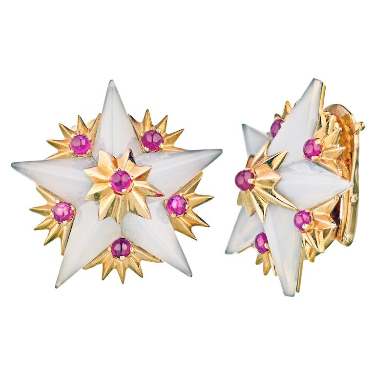 Tiffany & Co. Jean Schlumberger Star Ruby Clip-On Earrings