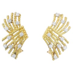 Tiffany & Co. Jean Schlumberger Boucles d'oreilles diamant en V Or jaune 18K ~1.0ctw