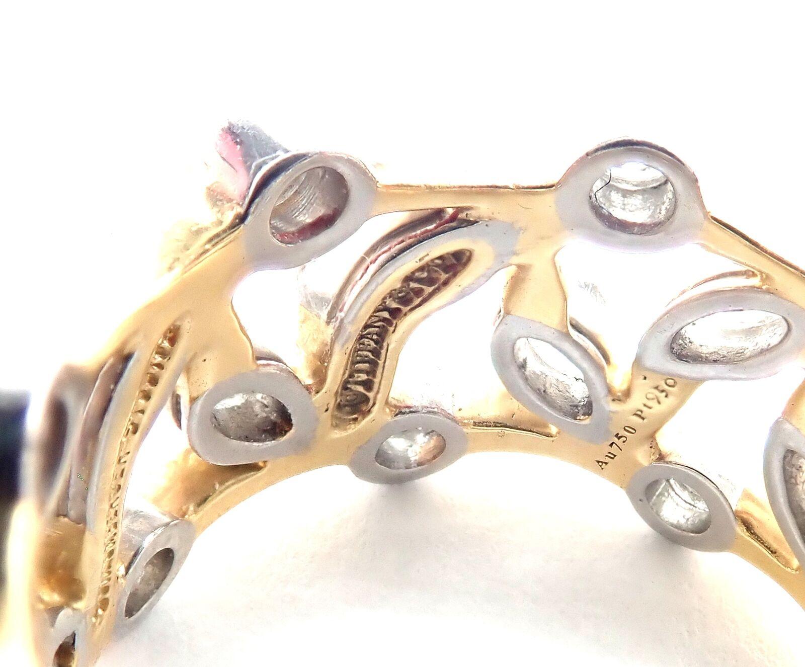 Tiffany & Co. Jean Schlumberger Vigne, bague jonc en or jaune et platine avec diamants en vente 6