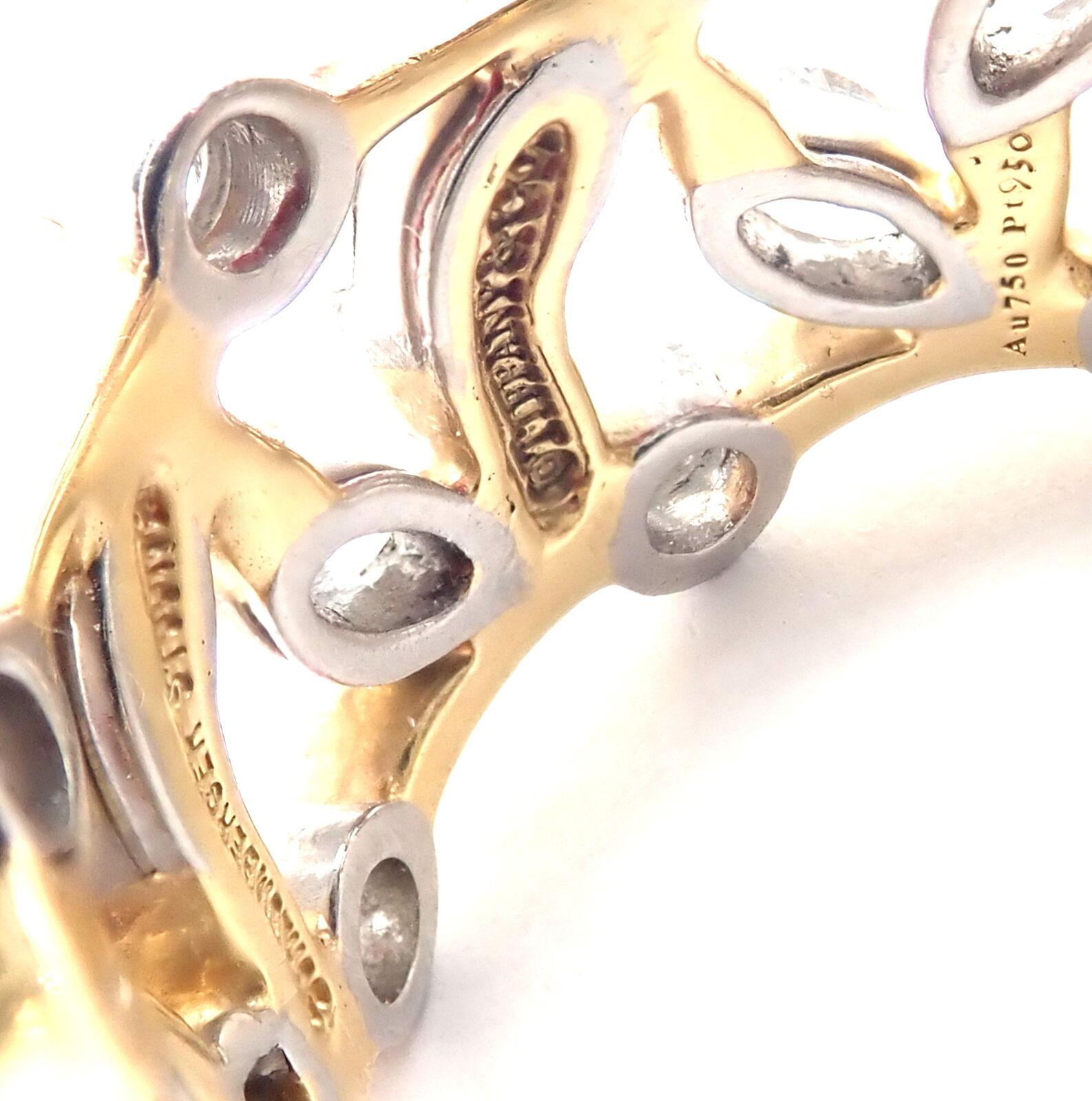 Tiffany & Co. Jean Schlumberger Vigne, bague jonc en or jaune et platine avec diamants en vente 7