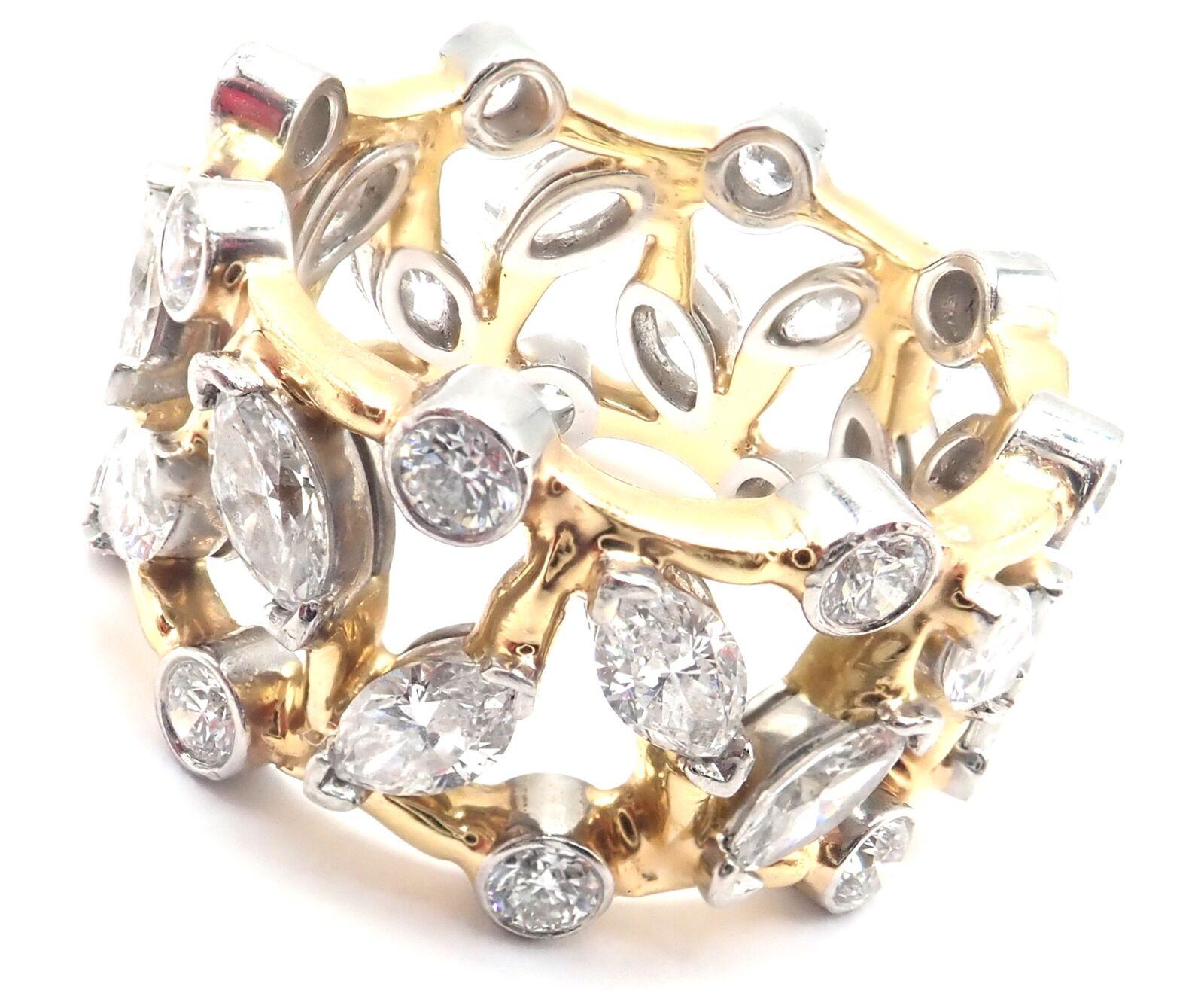 Taille brillant Tiffany & Co. Jean Schlumberger Vigne, bague jonc en or jaune et platine avec diamants en vente
