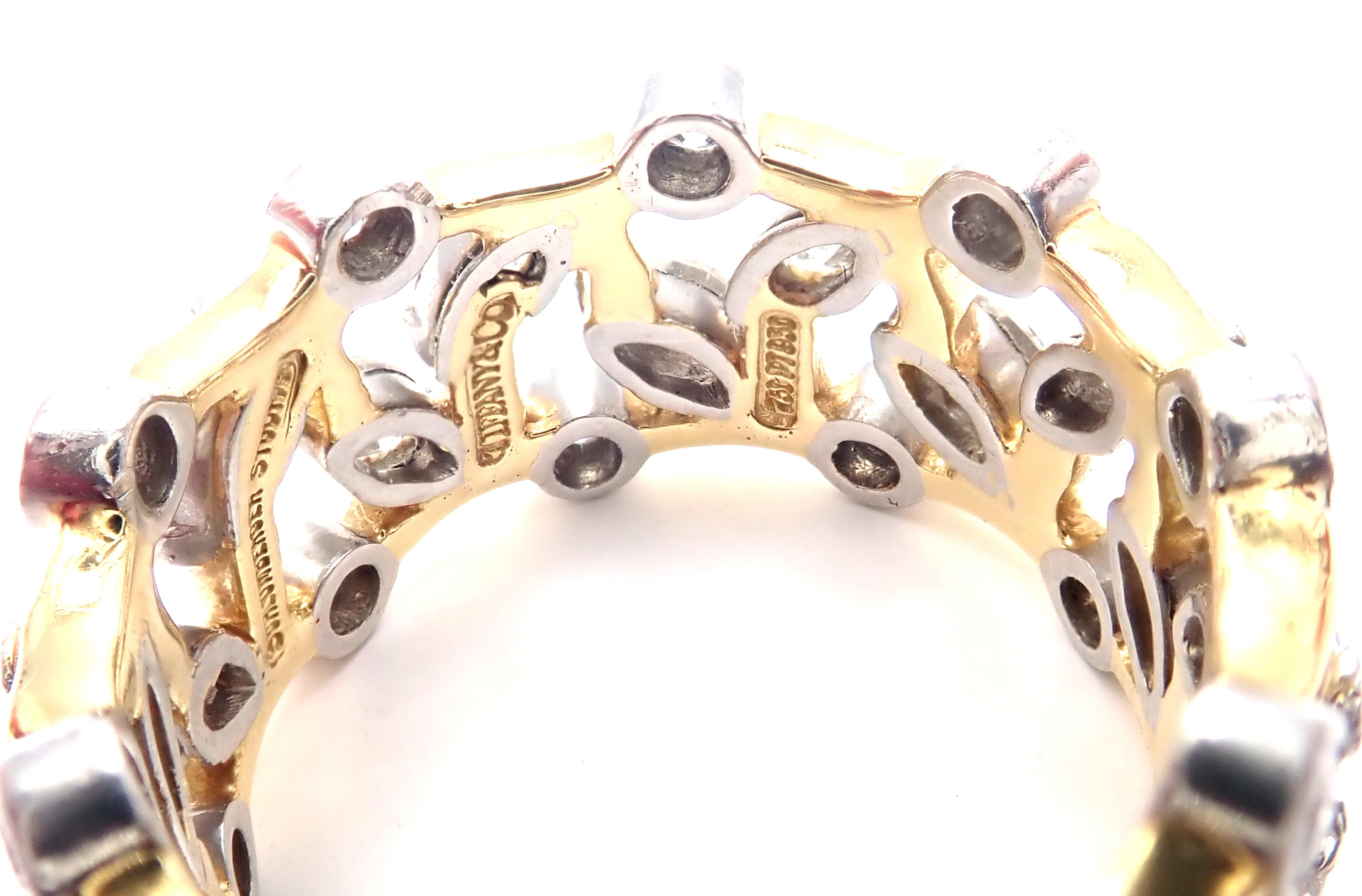 Round Cut Tiffany & Co. Jean Schlumberger Vigne Diamond Platinum Yellow Gold Band Ring