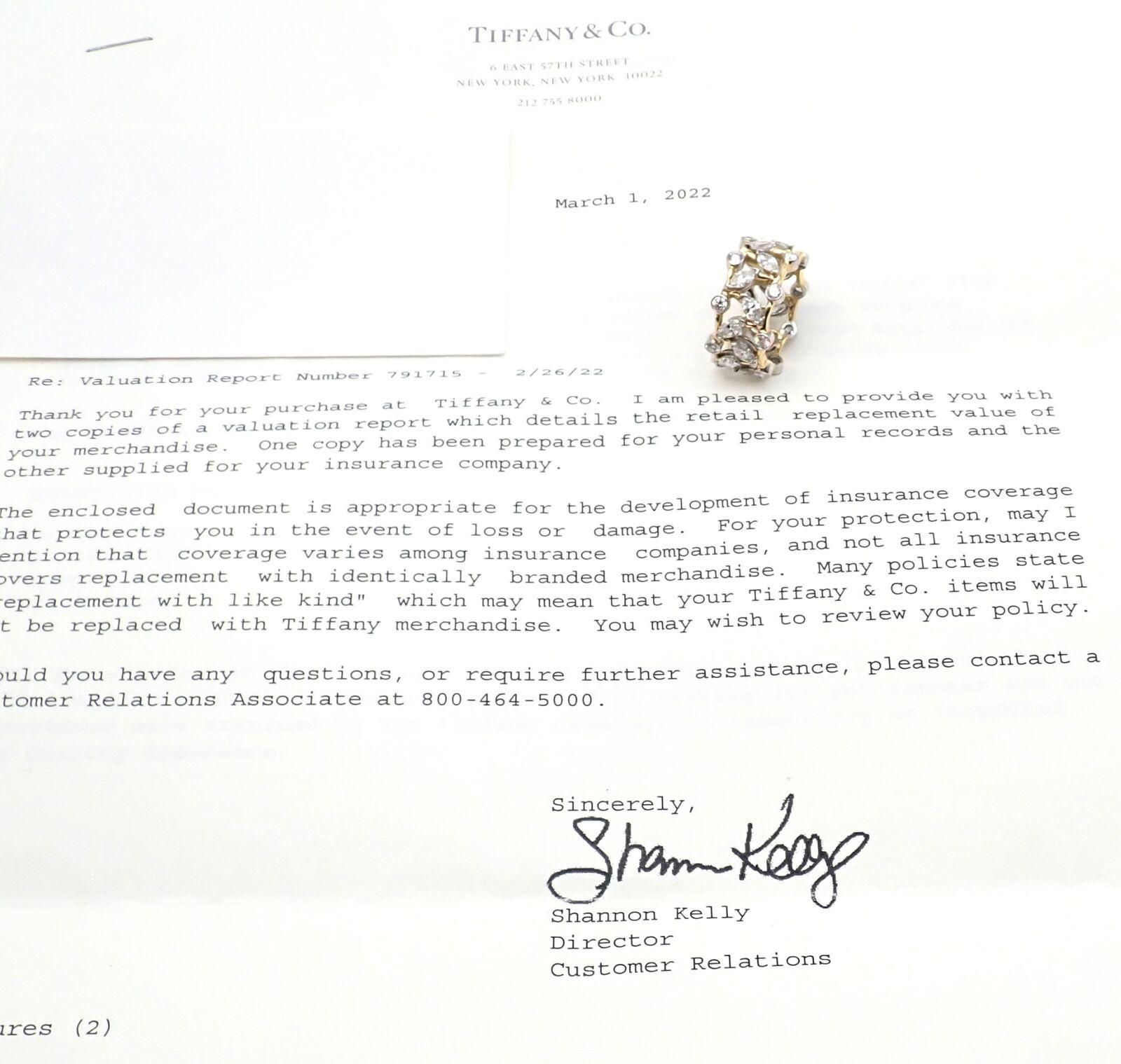 Tiffany & Co. Jean Schlumberger Vigne, bague jonc en or jaune et platine avec diamants Unisexe en vente
