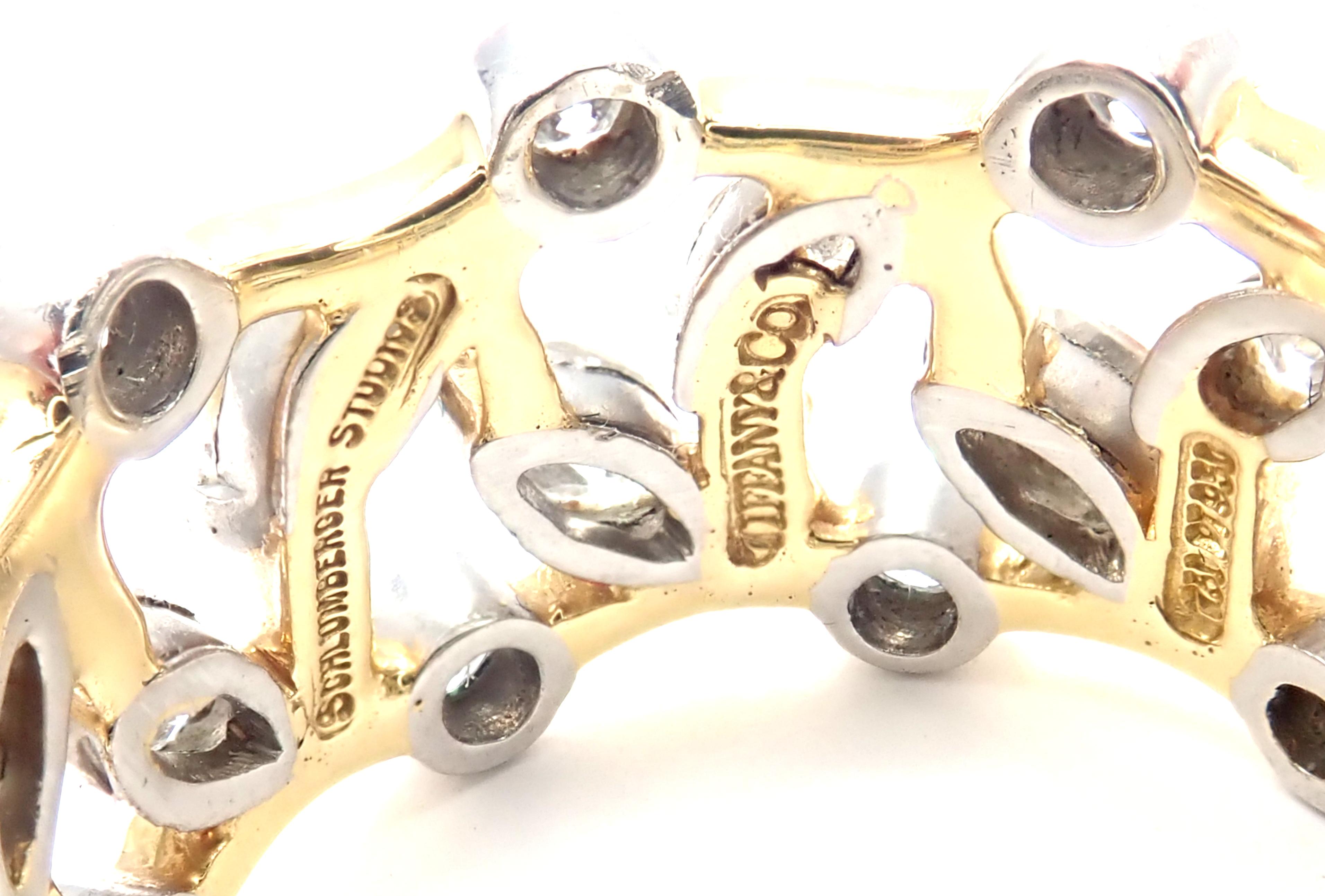 Women's or Men's Tiffany & Co. Jean Schlumberger Vigne Diamond Platinum Yellow Gold Band Ring
