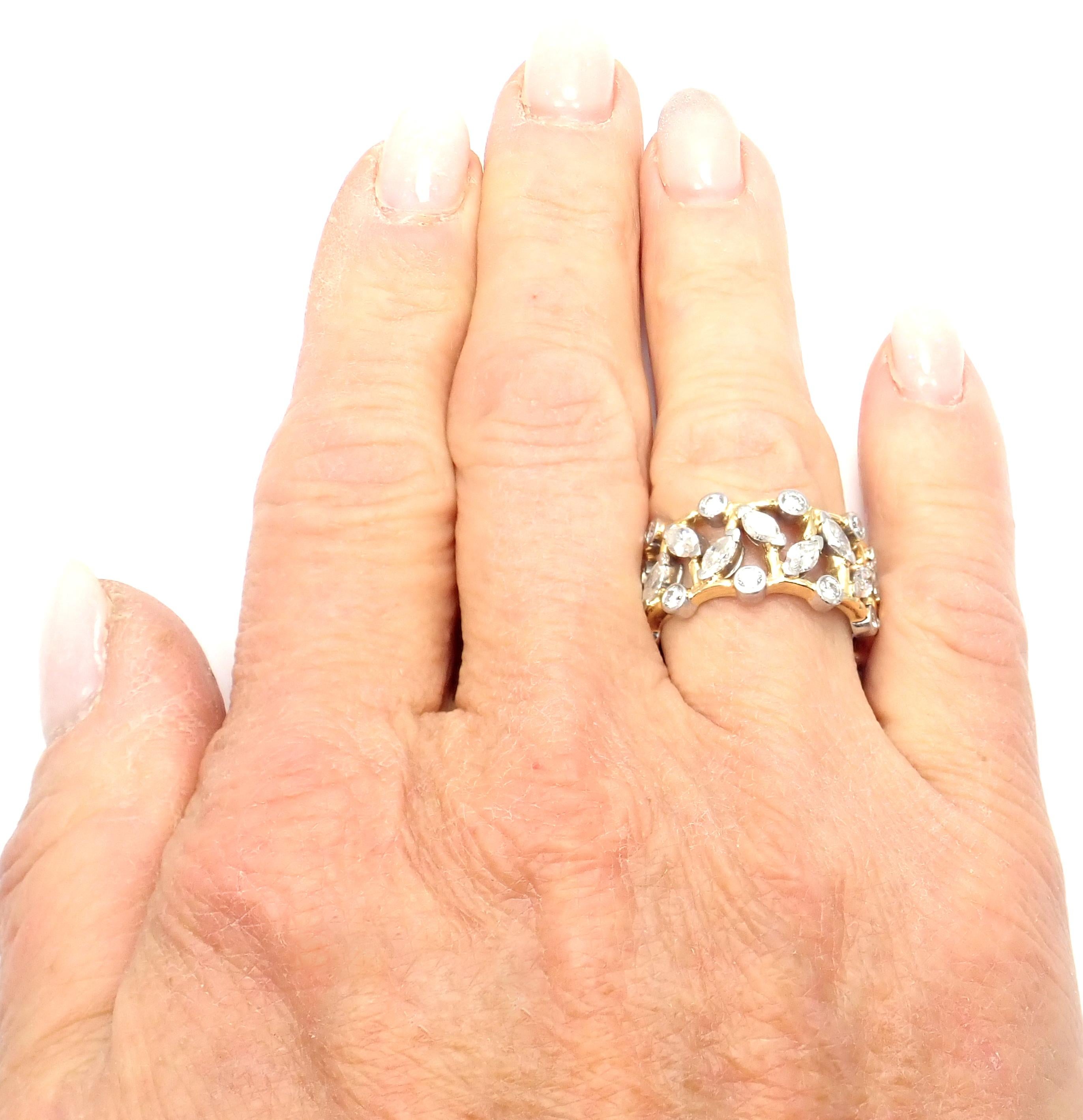 Tiffany & Co. Jean Schlumberger Vigne Diamond Platinum Yellow Gold Band Ring 1