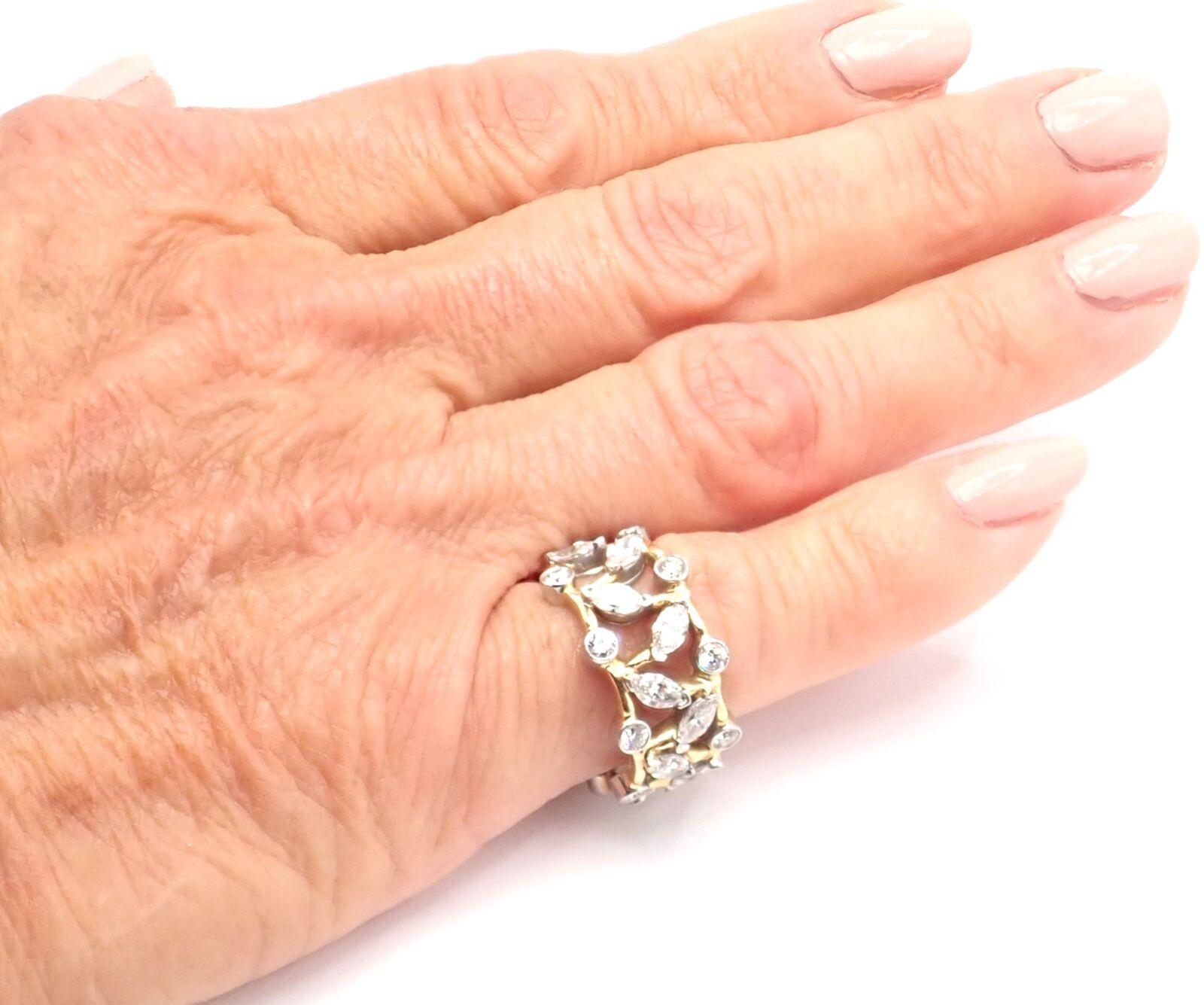 Tiffany & Co. Jean Schlumberger Vigne, bague jonc en or jaune et platine avec diamants en vente 3