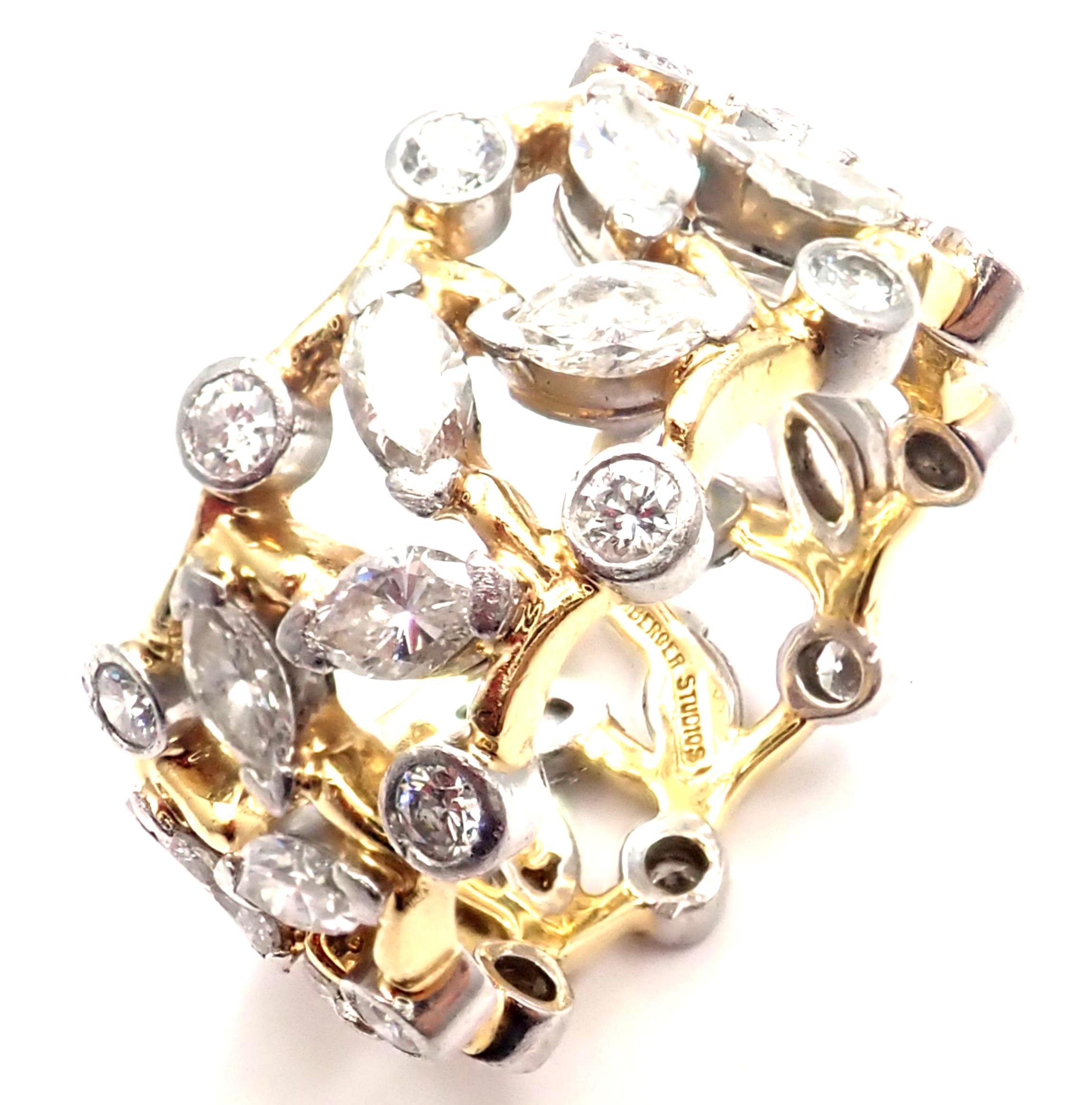 Tiffany & Co. Jean Schlumberger Vigne Diamond Platinum Yellow Gold Band Ring 3