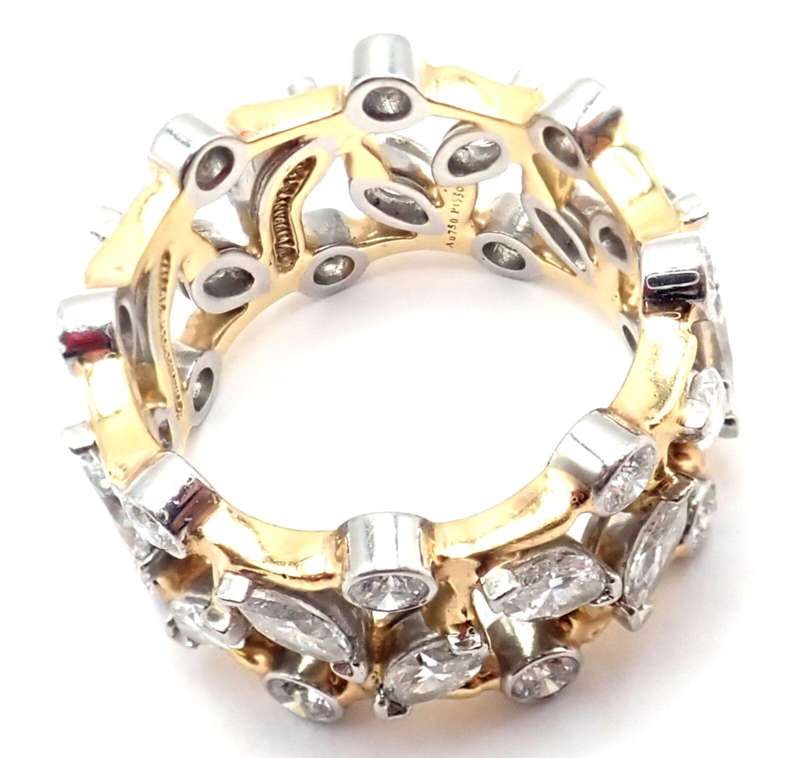 Tiffany & Co. Jean Schlumberger Vigne, bague jonc en or jaune et platine avec diamants en vente 4