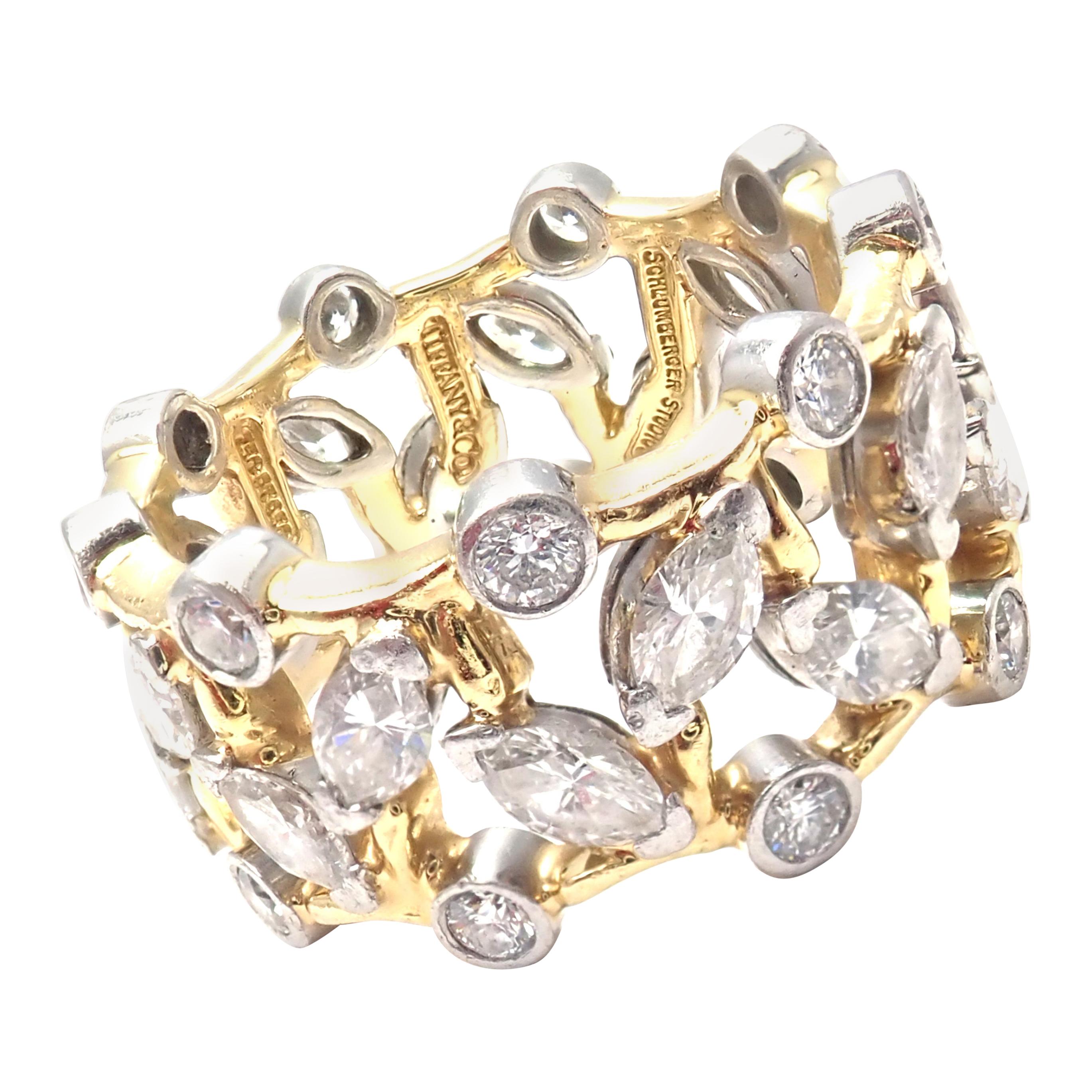 Tiffany & Co. Jean Schlumberger Vigne Diamond Platinum Yellow Gold Band Ring