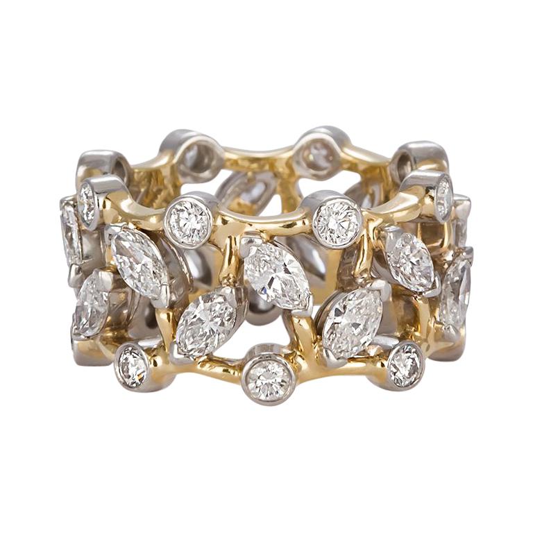 Tiffany & Co. Jean Schlumberger Vigne Ring 18 Karat Gold Platinum and Diamonds
