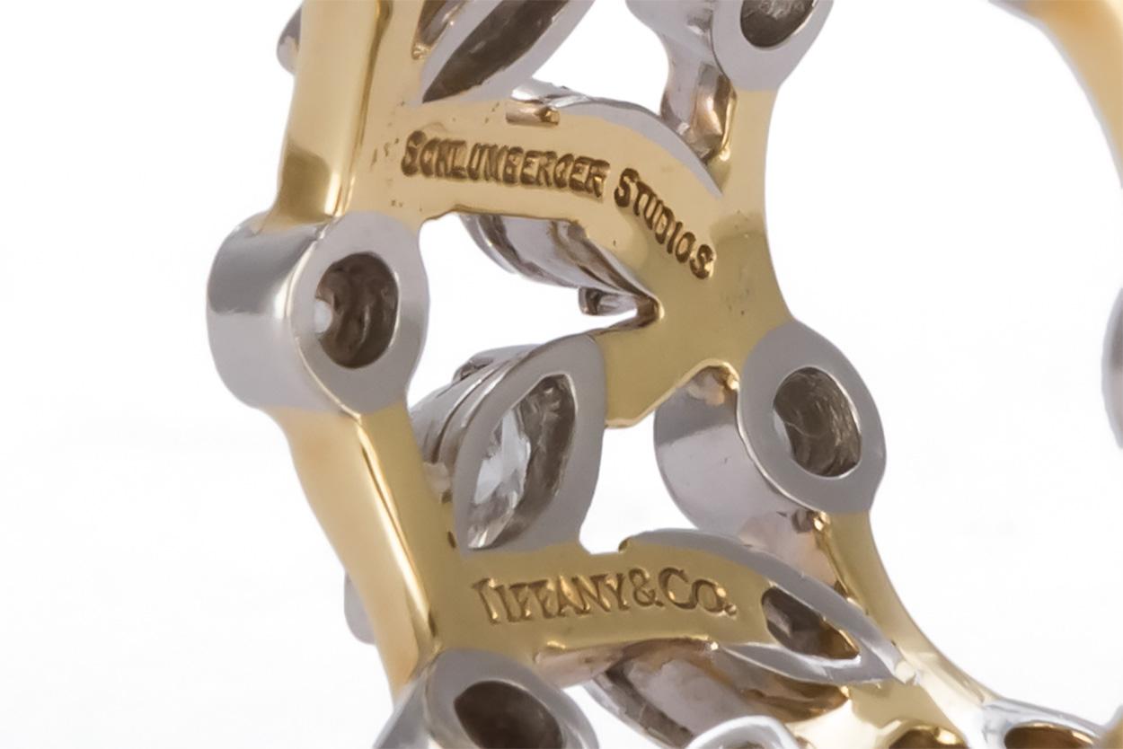 Round Cut Tiffany & Co. Jean Schlumberger Vigne Ring 18 Karat Gold Platinum and Diamonds