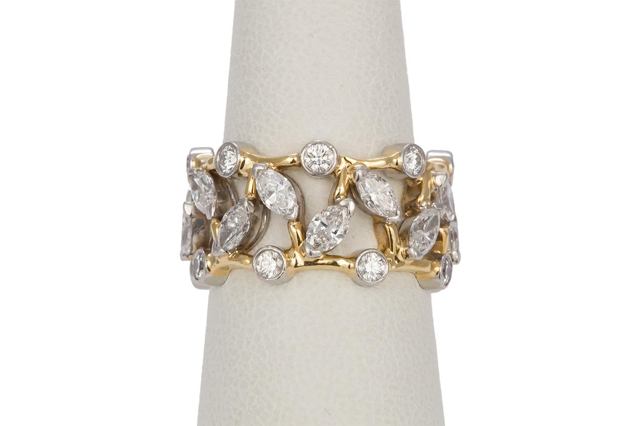 Women's Tiffany & Co. Jean Schlumberger Vigne Ring 18 Karat Gold Platinum and Diamonds
