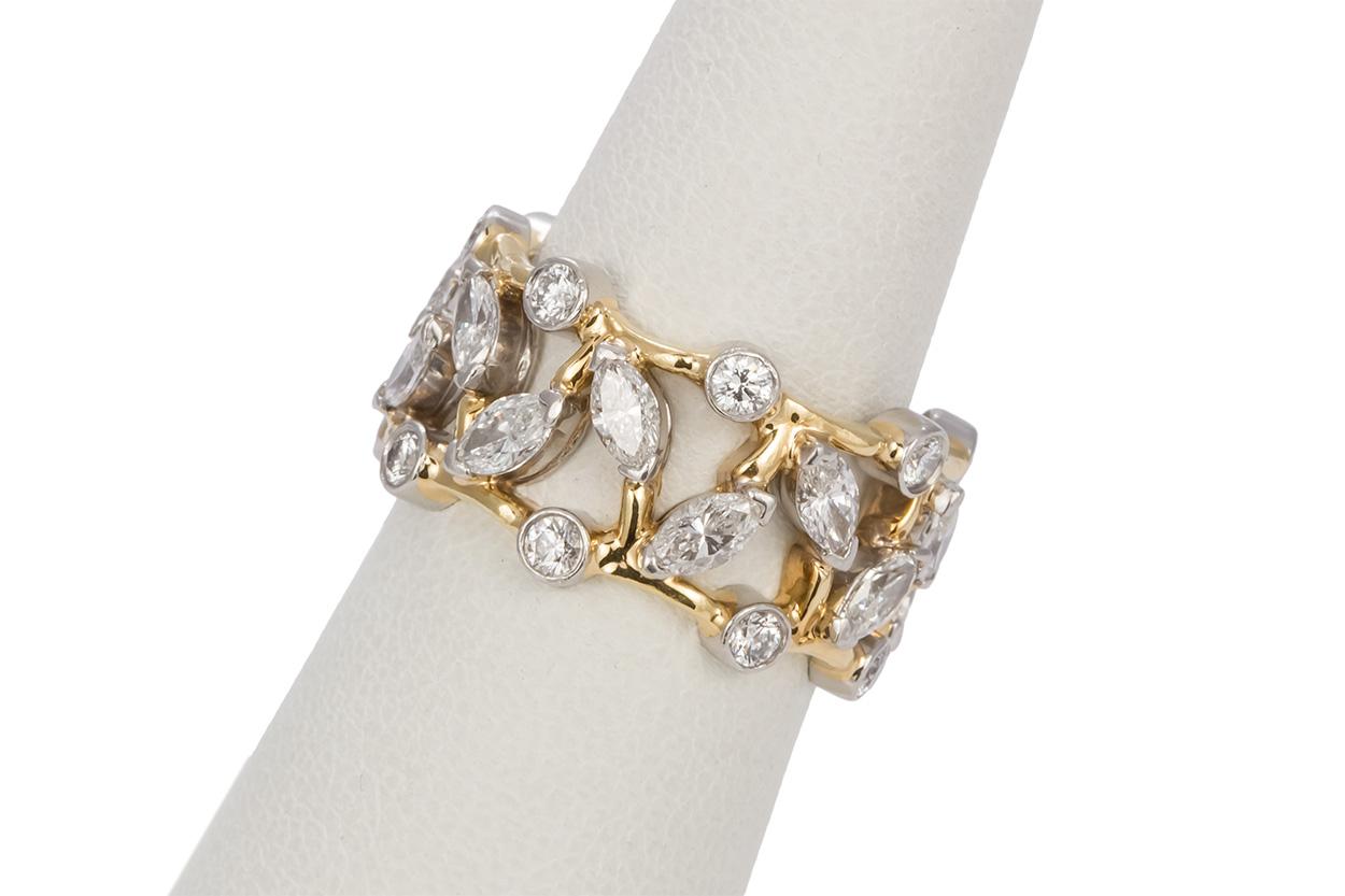 Tiffany & Co. Jean Schlumberger Vigne Ring 18 Karat Gold Platinum and Diamonds 1