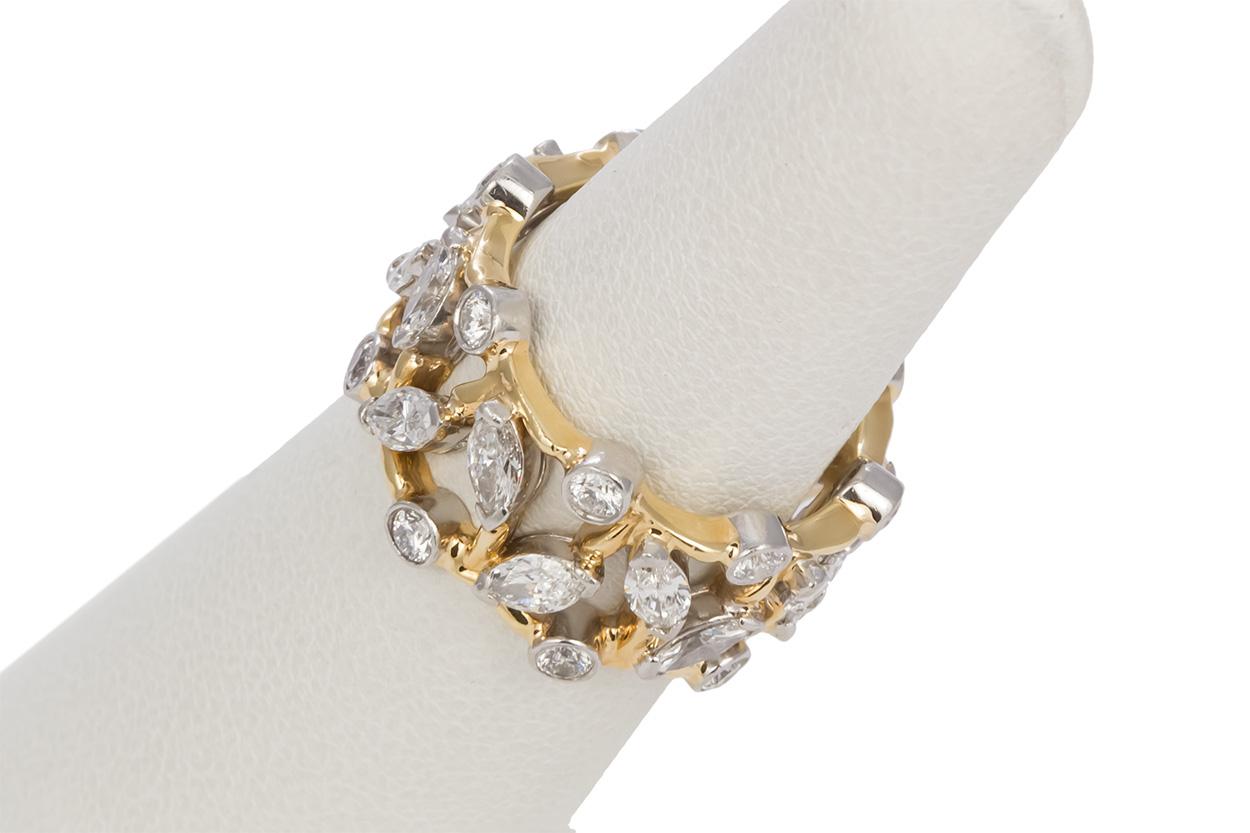 Tiffany & Co. Jean Schlumberger Vigne Ring 18 Karat Gold Platinum and Diamonds 2