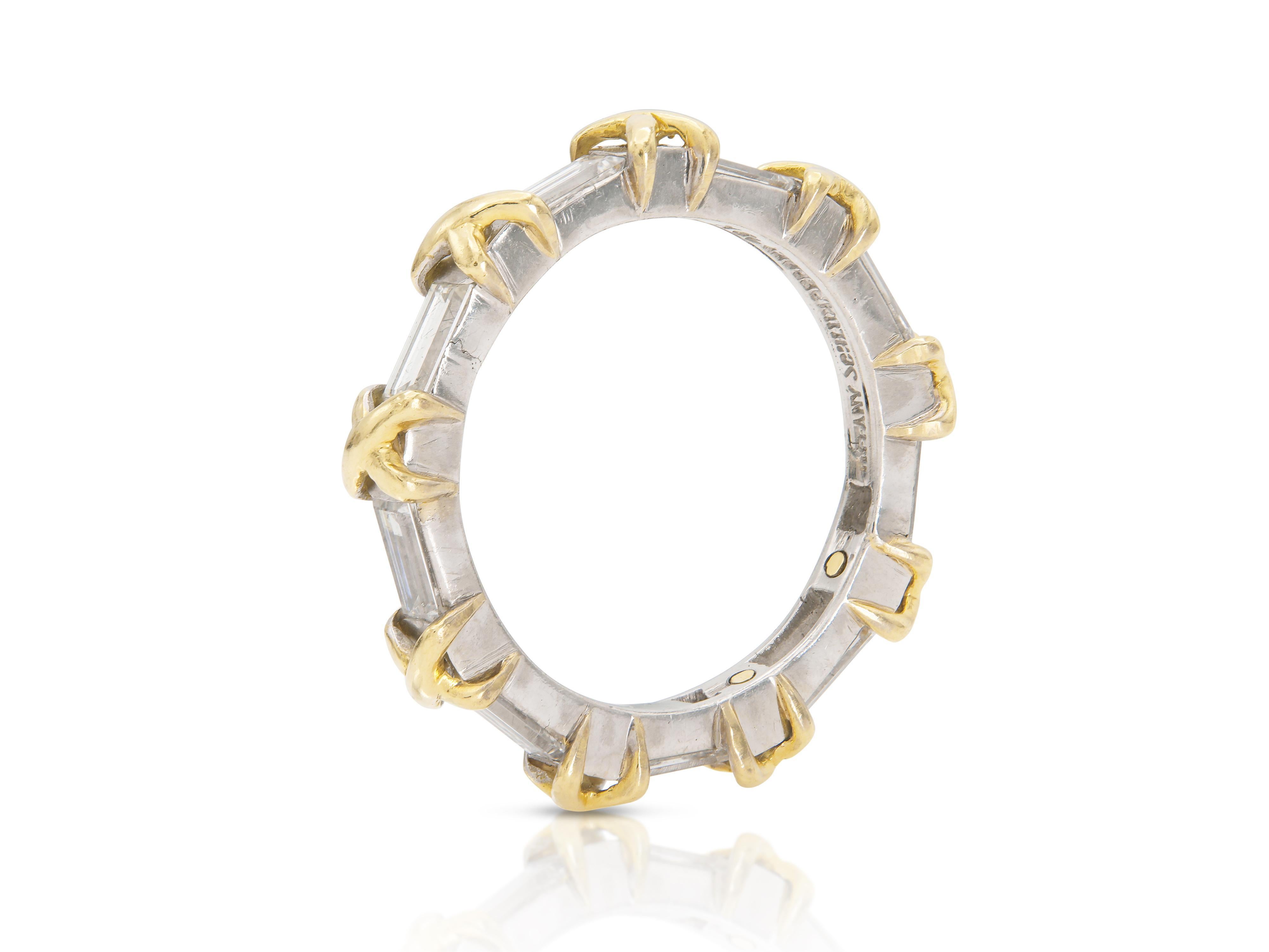 Baguette Cut Tiffany & Co. Jean Schlumberger X Diamond Band For Sale