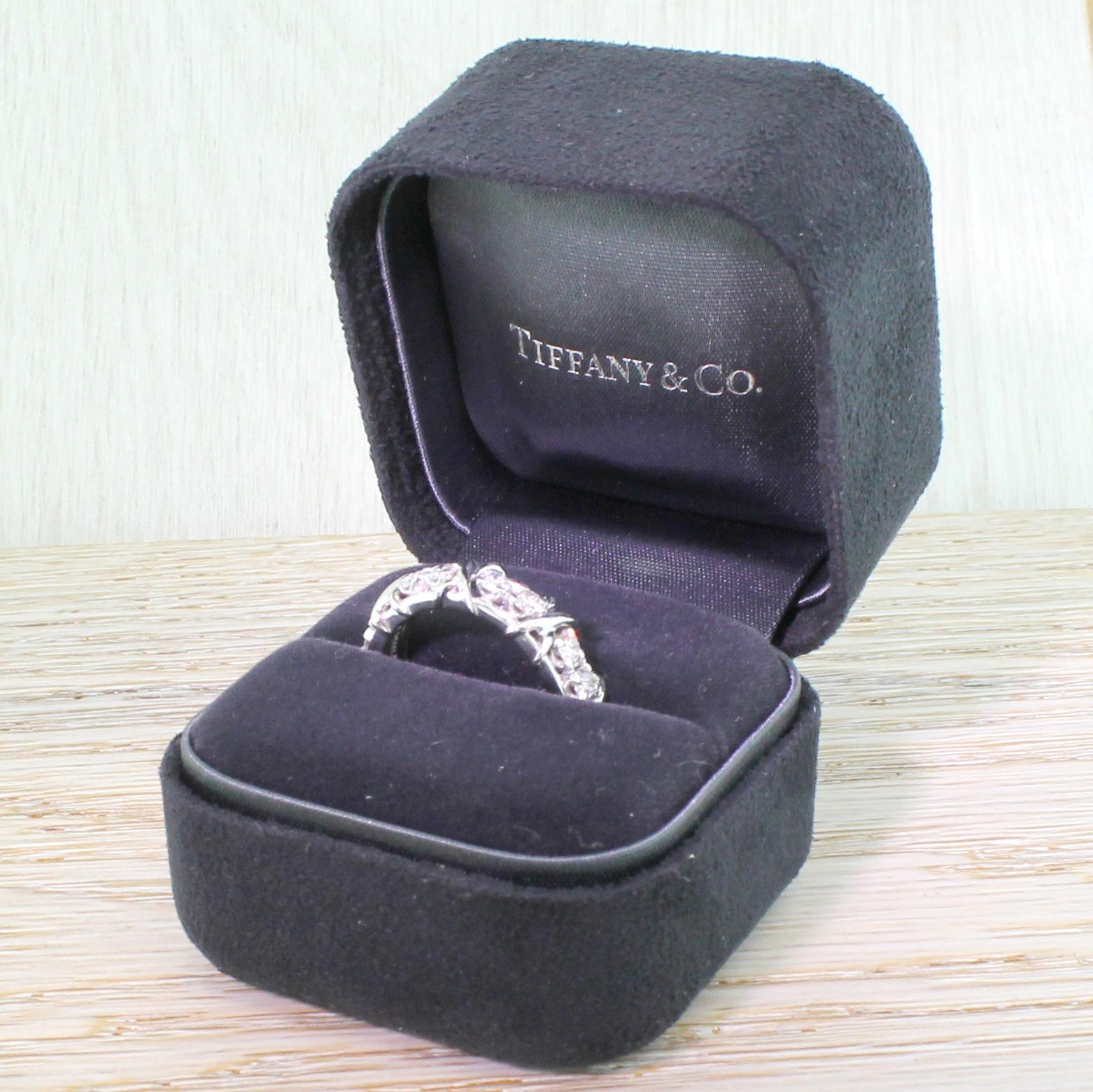 Women's Tiffany & Co. Jean Shlumberger 16-Stone Diamond Platinum Ring For Sale