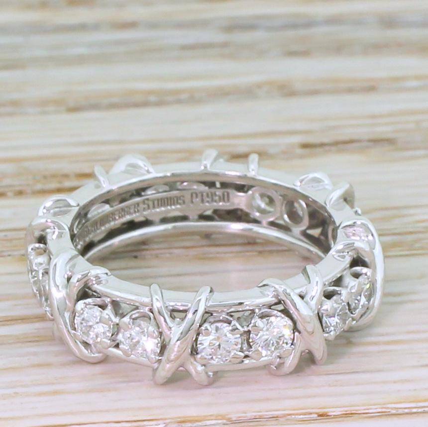 Tiffany & Co. Jean Shlumberger 16-Stone Diamond Platinum Ring For Sale 1