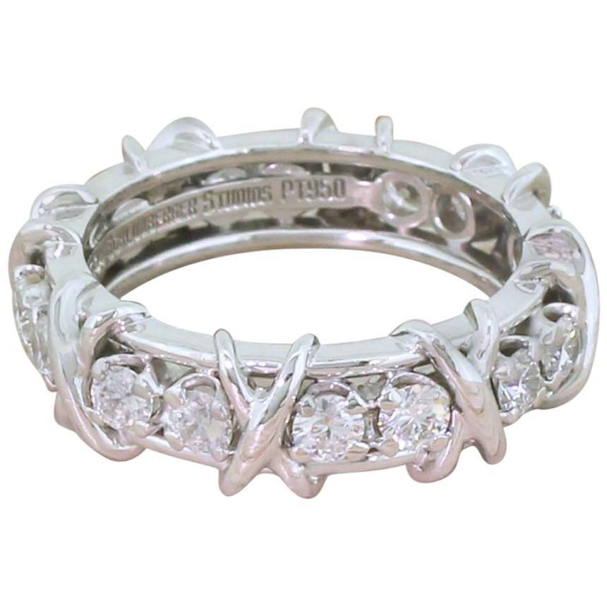 Tiffany & Co. Jean Shlumberger 16-Stone Diamond Platinum Ring For Sale