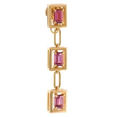 Tiffany & Co. Jewel Box Drop Earrings 18k Yellow Gold with Pink Tourmaline