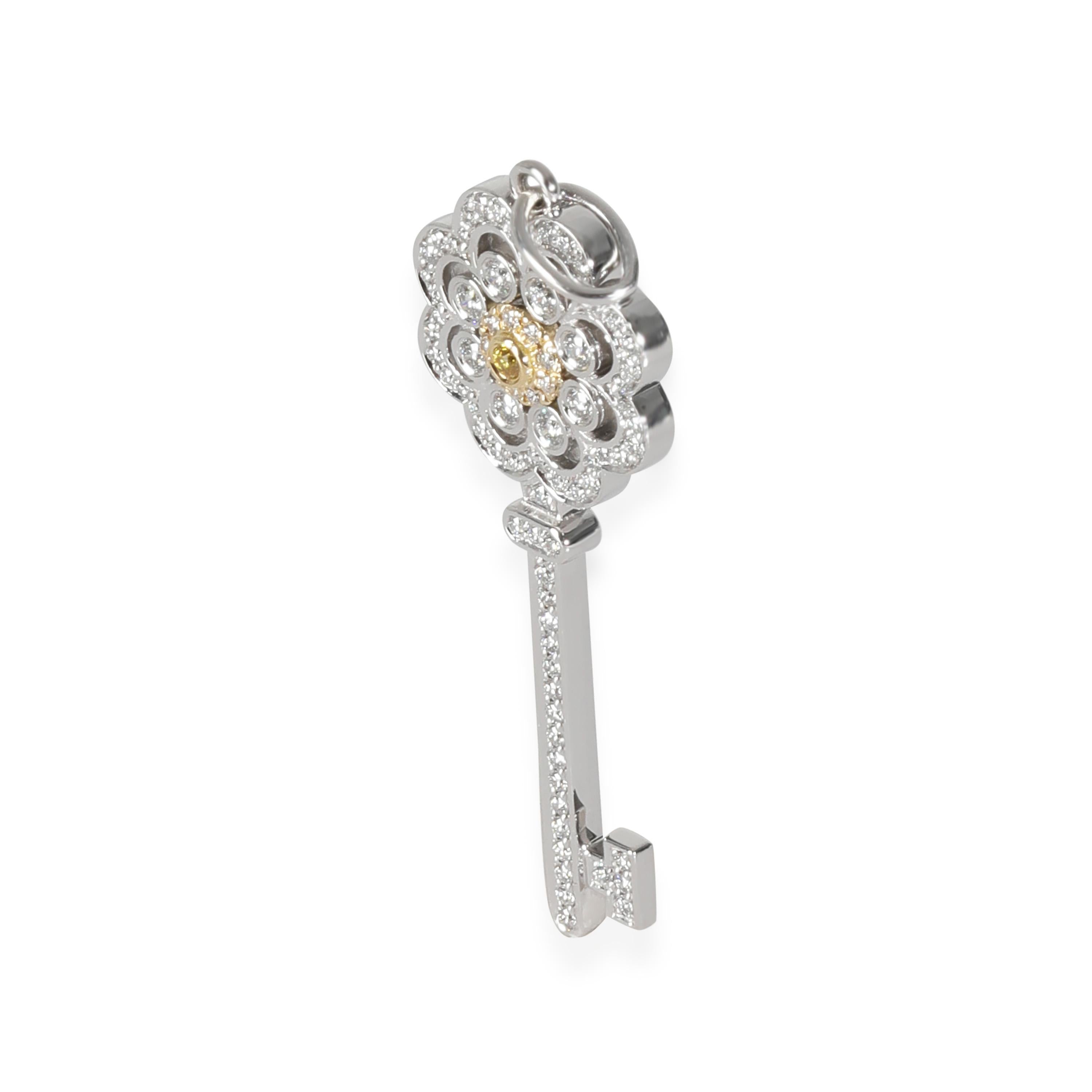 Tiffany & Co. Key Collection Diamond Pendant in 18k Yellow Gold/Platinum Fancy Y In Excellent Condition For Sale In New York, NY