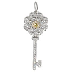 Tiffany & Co. Key Collection Diamond Pendant in 18k Yellow Gold/Platinum Fancy Y