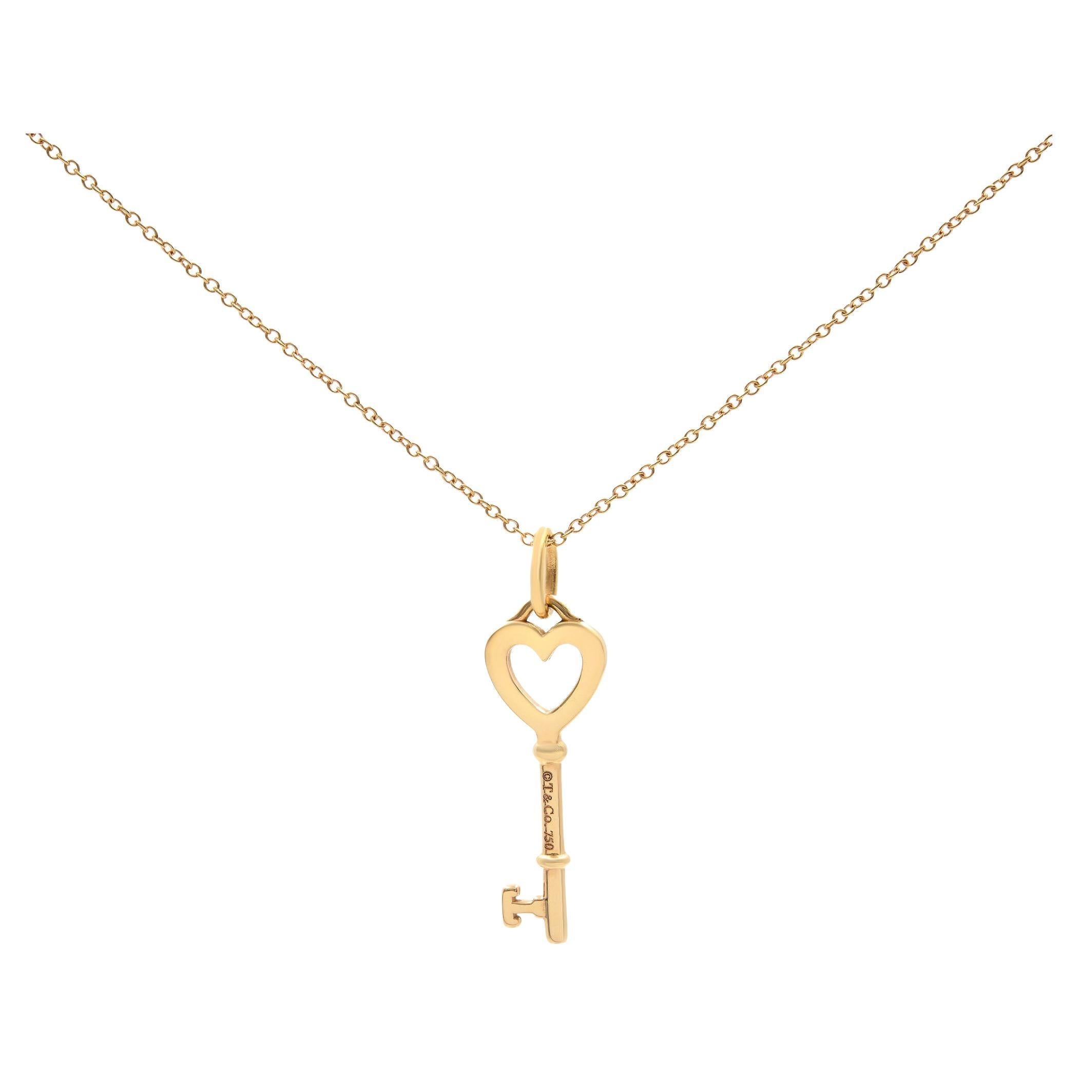Tiffany & Co. Key Heart Pendant Necklace 18k Rose Gold