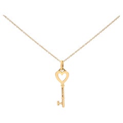 Tiffany & Co. Key Heart Pendant Necklace 18k Rose Gold