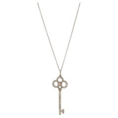 Tiffany & Co. Key Pendant Necklace 18k White Gold and Platinum and Diamonds