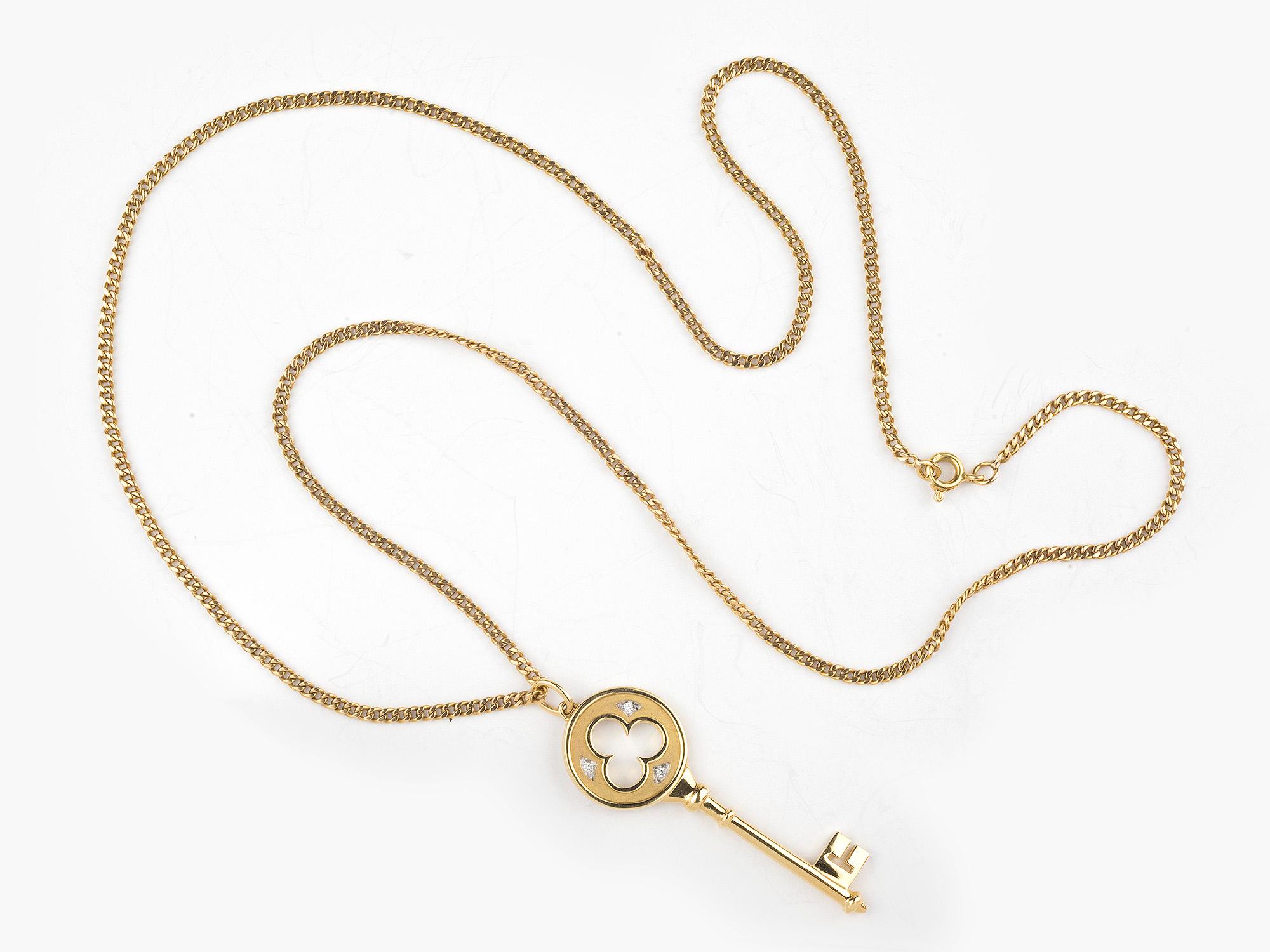 Single Cut Tiffany & Co. Key Pendant Necklace