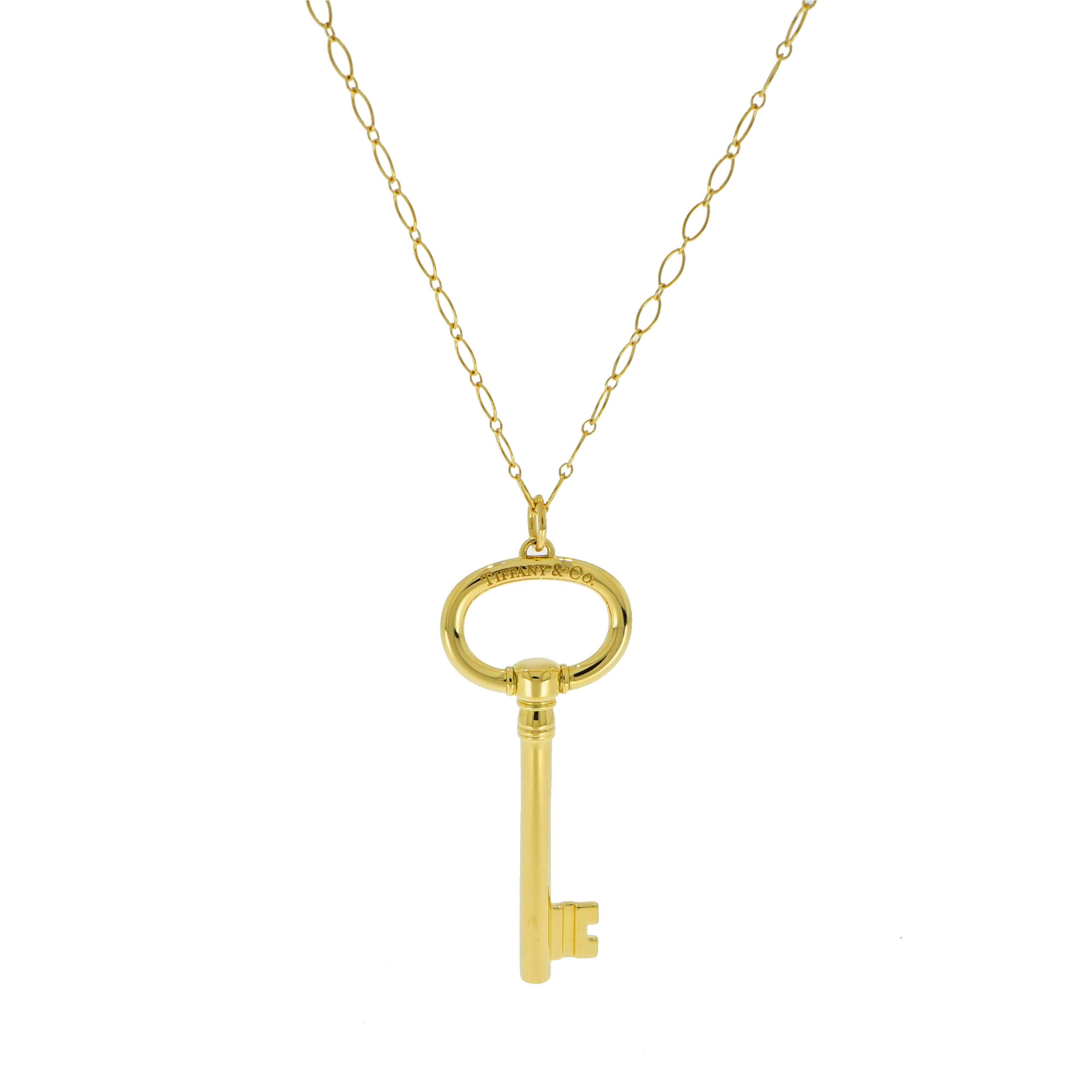 Tiffany & Co. Key Pendant with Yellow Gold Chain