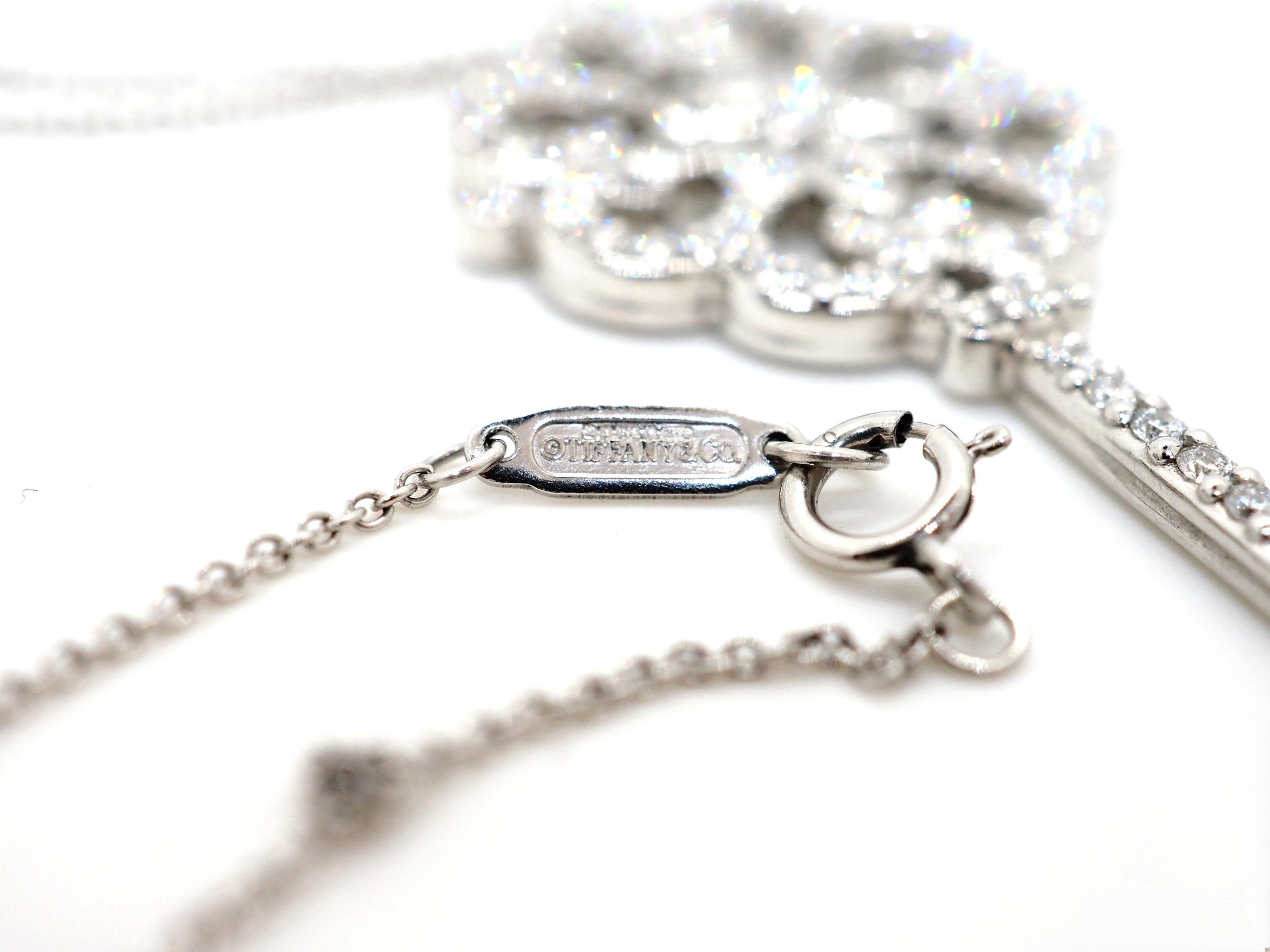 Modern Tiffany & Co. Key Platinum Diamond Necklace Primerose 0.98 Carat For Sale