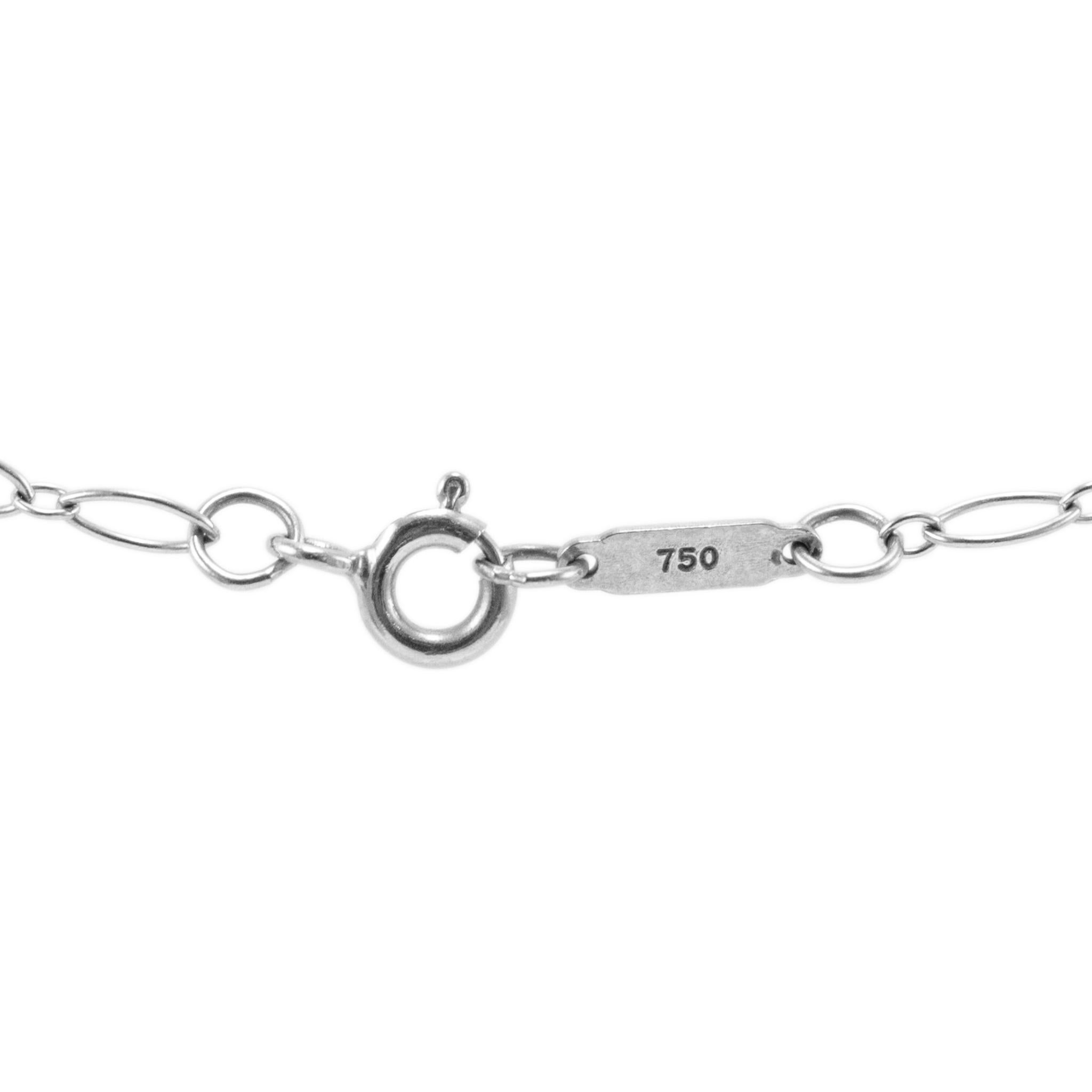 Tiffany & Co. Collana con ciondolo a forma di trifoglio Keys in oro bianco 18K con diamanti In condizioni ottime in vendita a Houston, TX