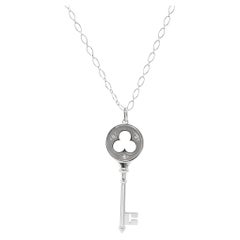 Tiffany & Co. Keys 18K White Gold Diamond Clover Key Pendant Necklace