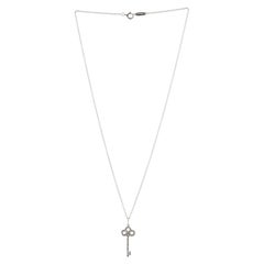 Tiffany & Co. Keys Fleur de Lis Pendant Necklace Platinum with Diamonds