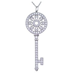 Tiffany & Co. Keys Petals Diamond Platinum Key Pendant Necklace