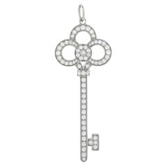 Tiffany & Co. Keys Platinum 0.64ct Diamond Crown Key Pendant TI20-031626
