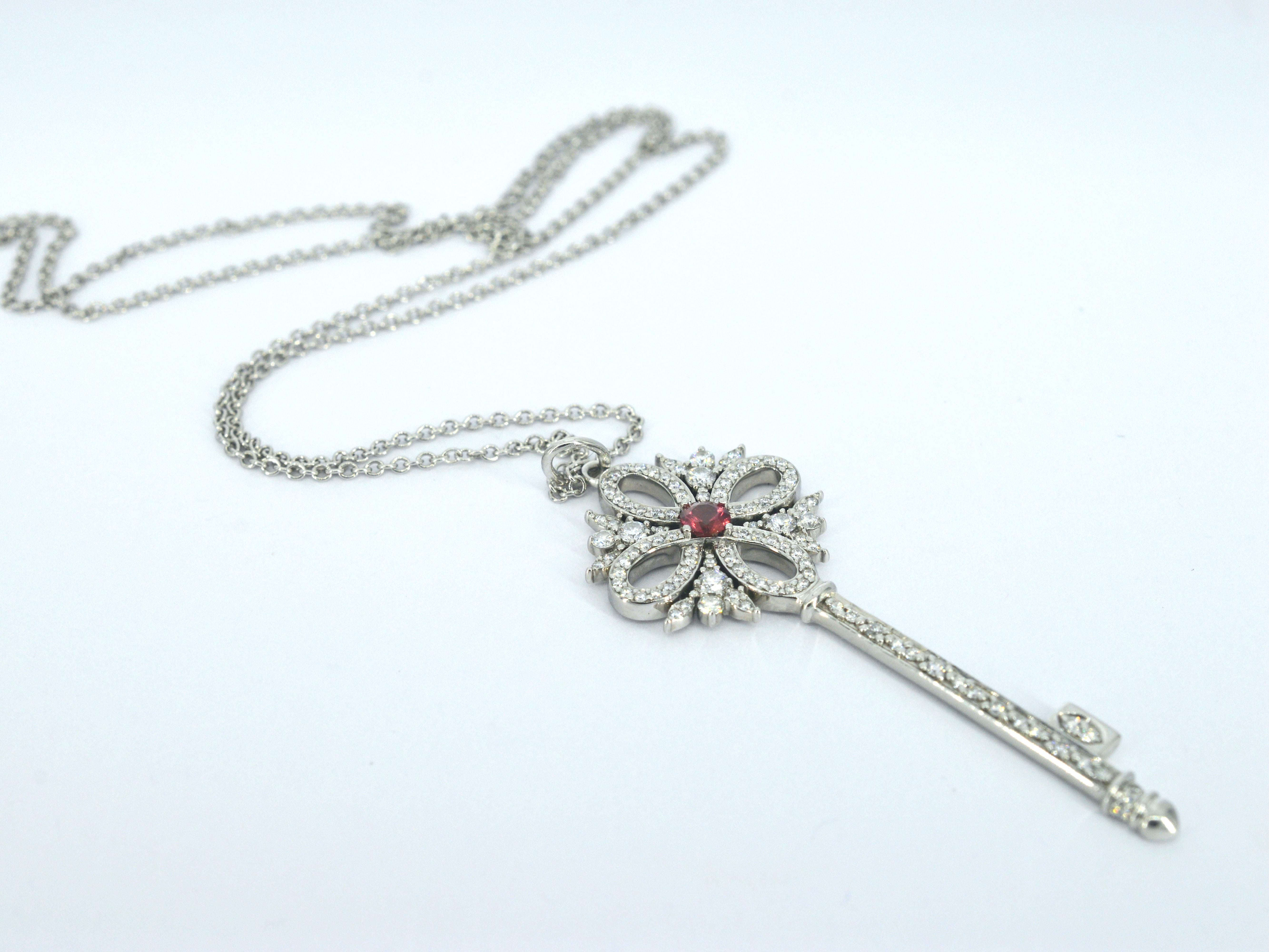 Brilliant Cut Tiffany & Co 'Keys' Platinum Necklace with Diamonds