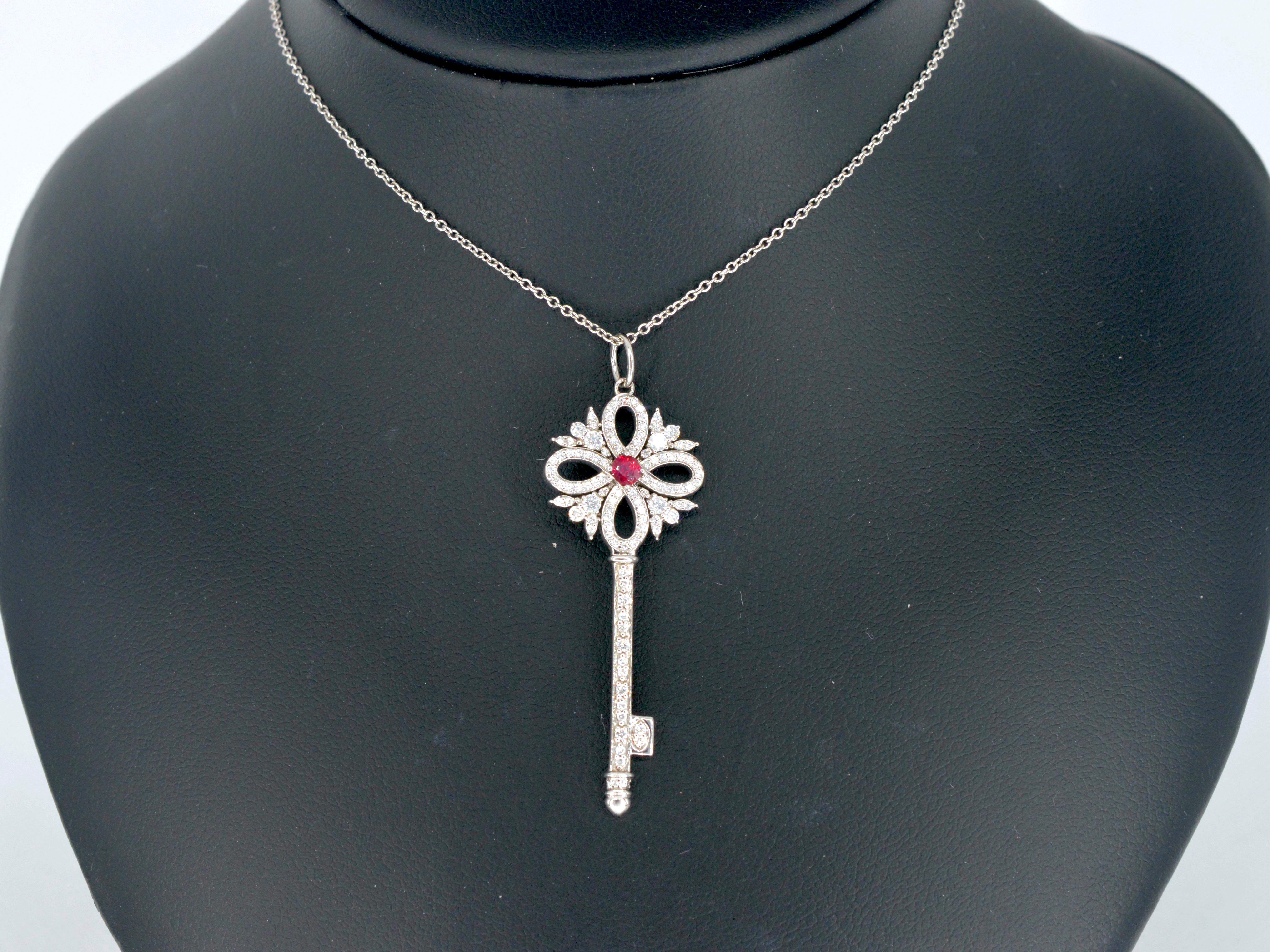 Tiffany & Co 'Keys' Platinum Necklace with Diamonds In Excellent Condition In AMSTELVEEN, NH